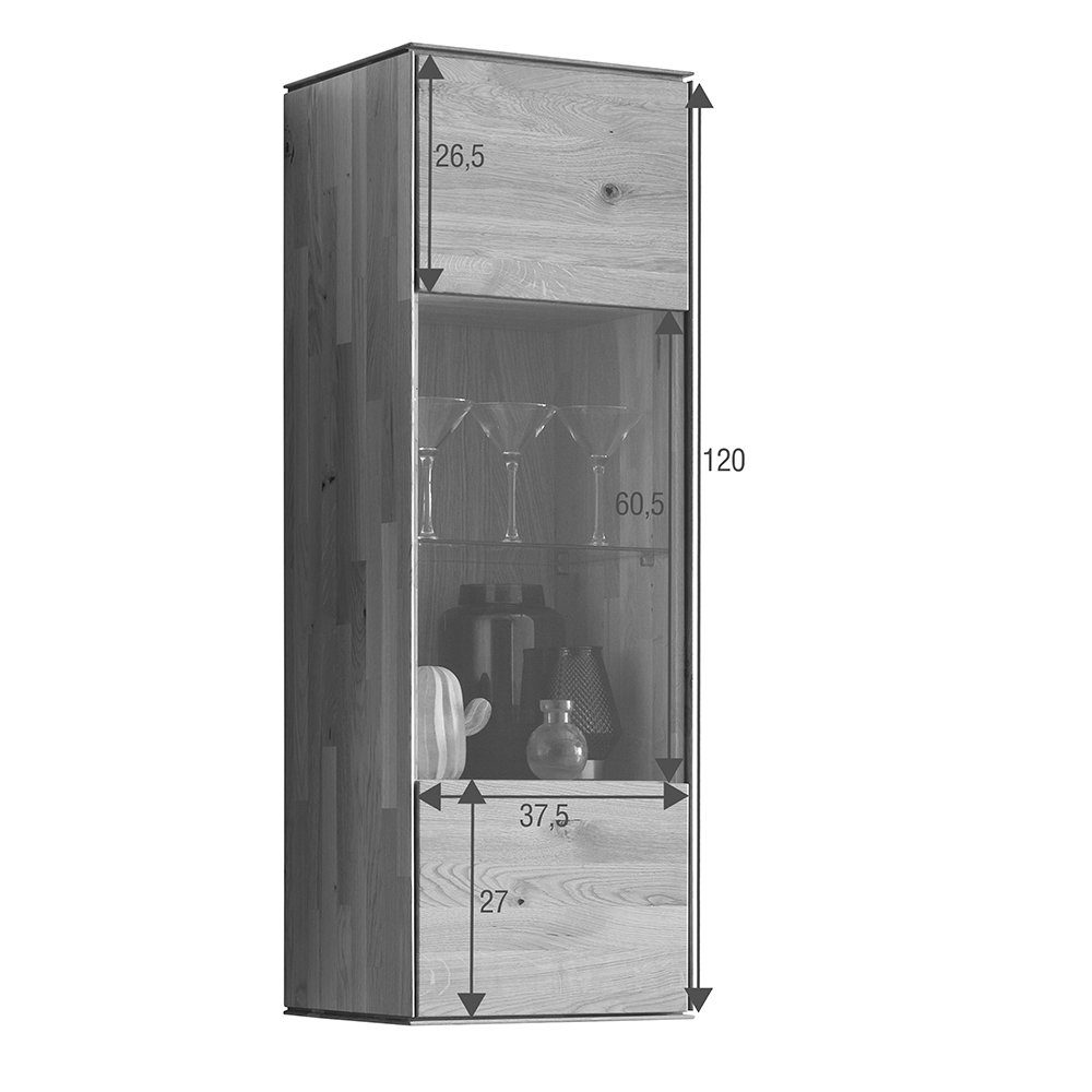 Lomadox Hängevitrine WYNDHAM-69 Vitrine, rechts/links montierbar, Wildeiche massiv geölt