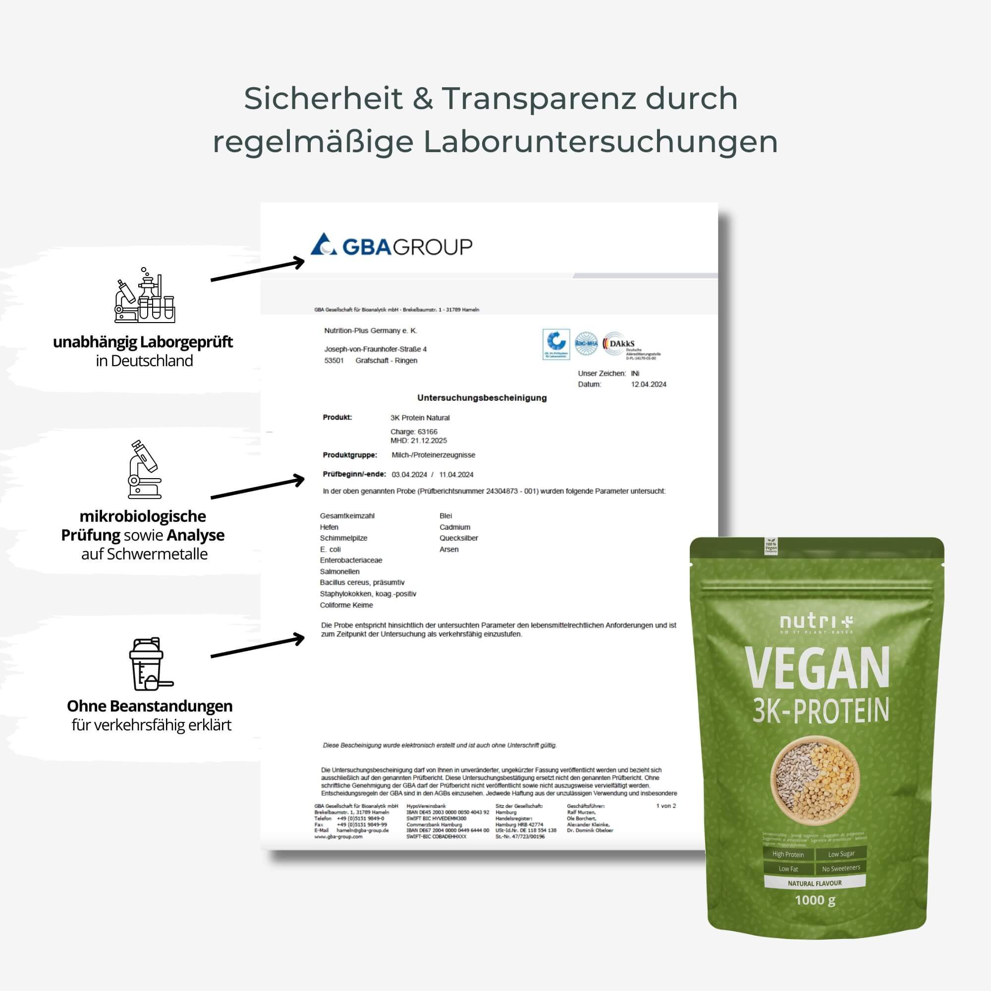 nutri+ Protein Pulver Vegan 3K Pulver, 1 er