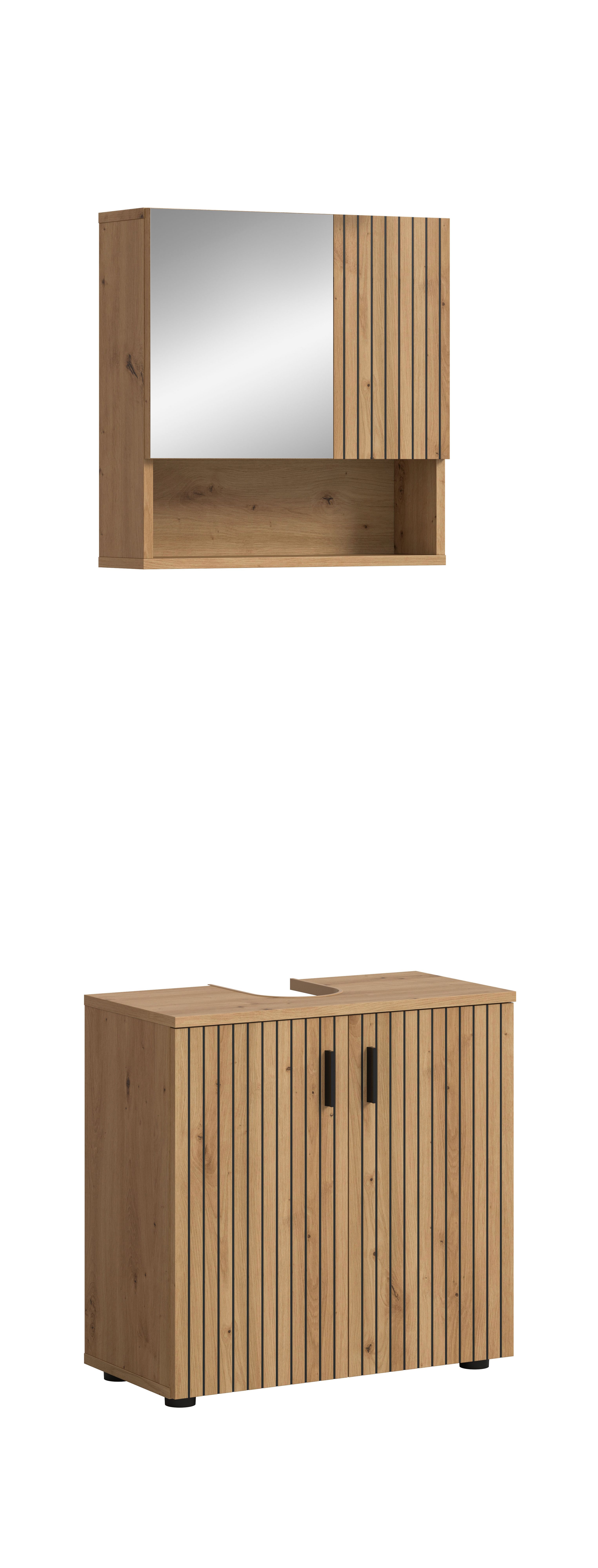 furnling Badmöbel-Set Molu, (2-St., Spiegelschrank, Waschbeckenunterschrank günstig online kaufen