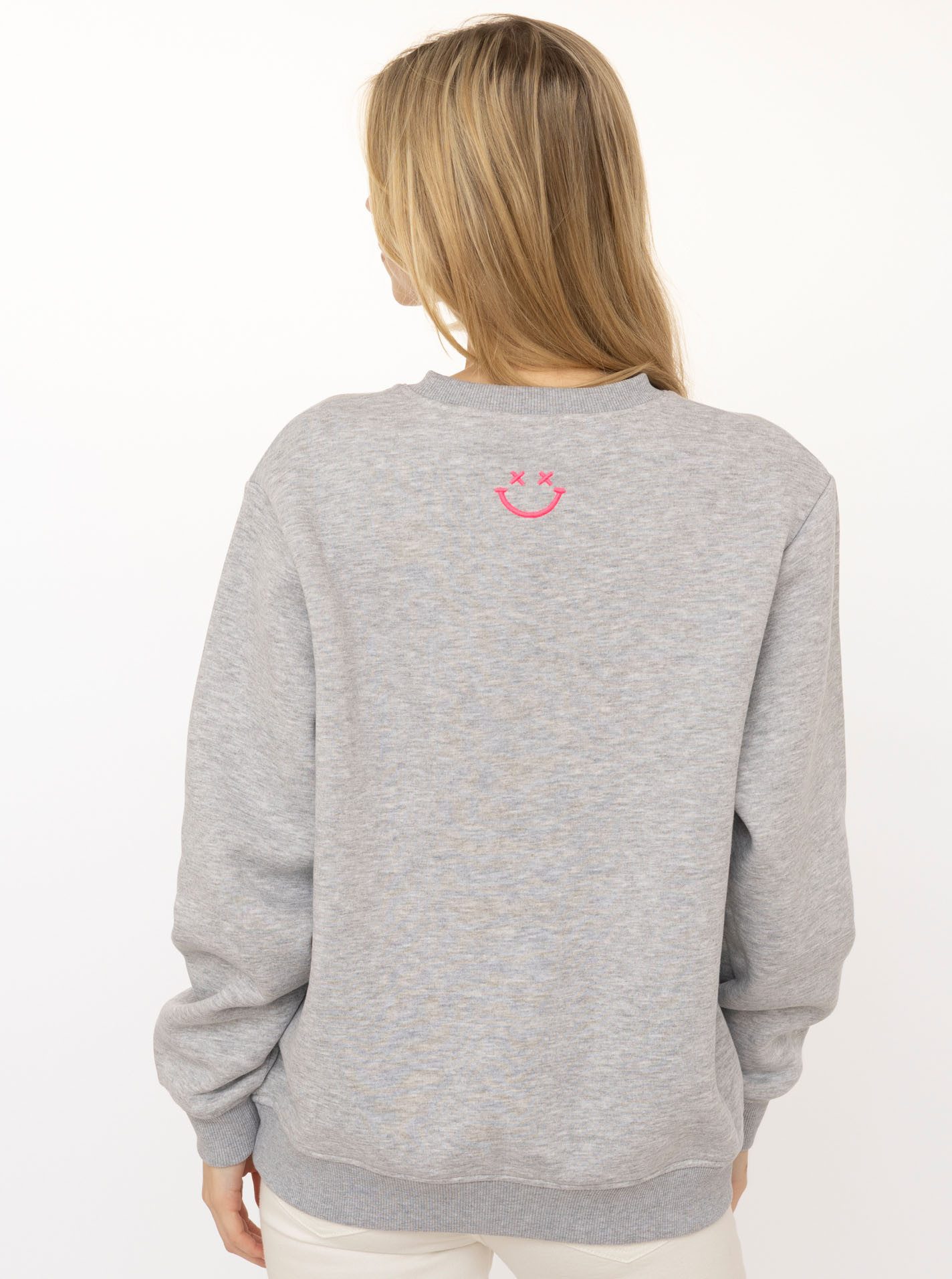 Zwillingsherz Hoodie "Smile Smile Smile" Rundhals, Stickerei in Neon, fröhliche Botschaft