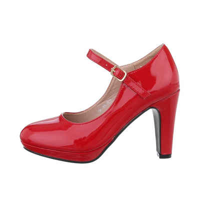 Ital-Design Damen Abendschuhe Elegant Туфлі на шнурівці Blockabsatz High Heel Туфлі in Rot