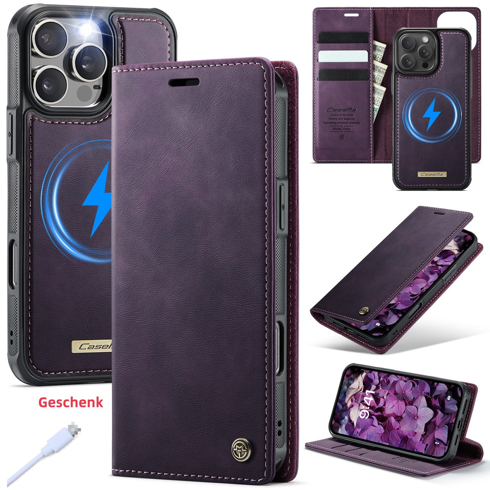 Innocase Handyhülle 2-in-1 Magsafe Magnet Handy Hülle Tasche Klapp Case Cover für iPhone