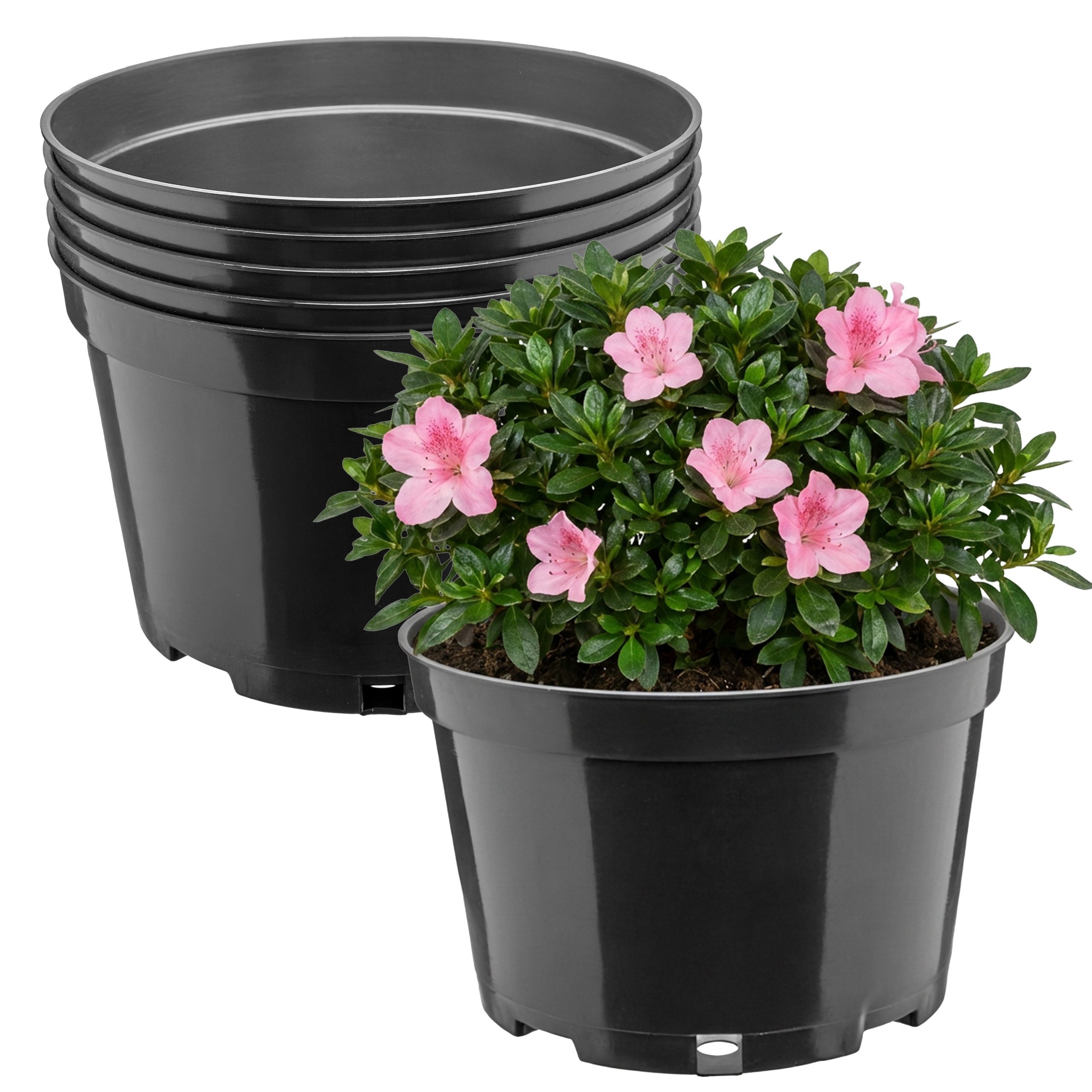 Garronda Blumentopf rund Kunststoff mit Drainagelöchern für Garten GD-0202 (5 St., 5er Set)