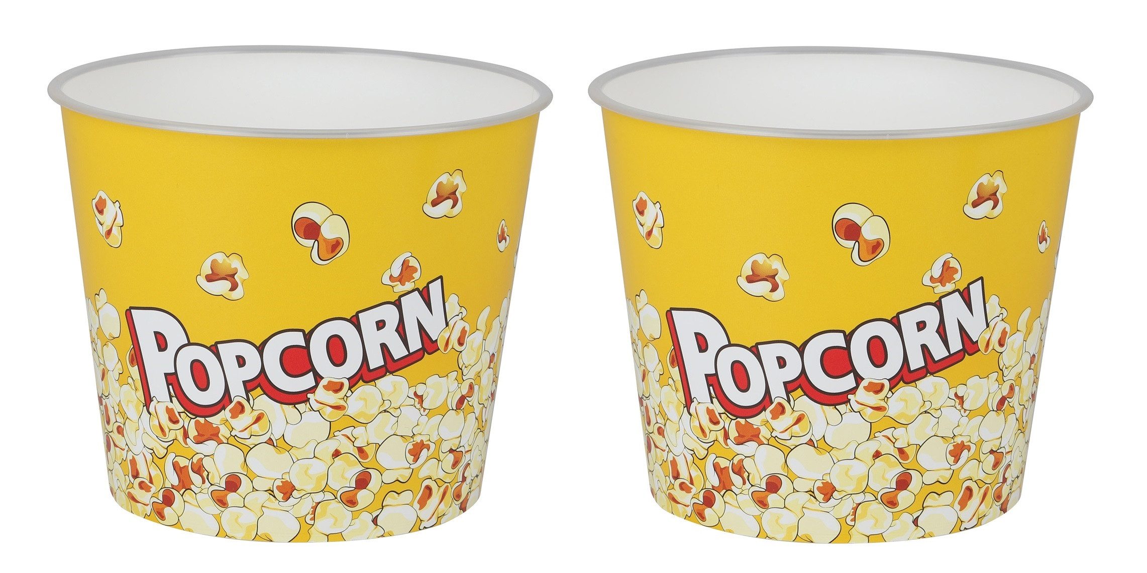 WestCraft Snackschale Popcorn-Schale Retro gelb, Snack-Behälter 2,2 Liter Fassungsvermögen, PP Kunststoff, (2-tlg), für Streming-, Filme- und Fernsehabende