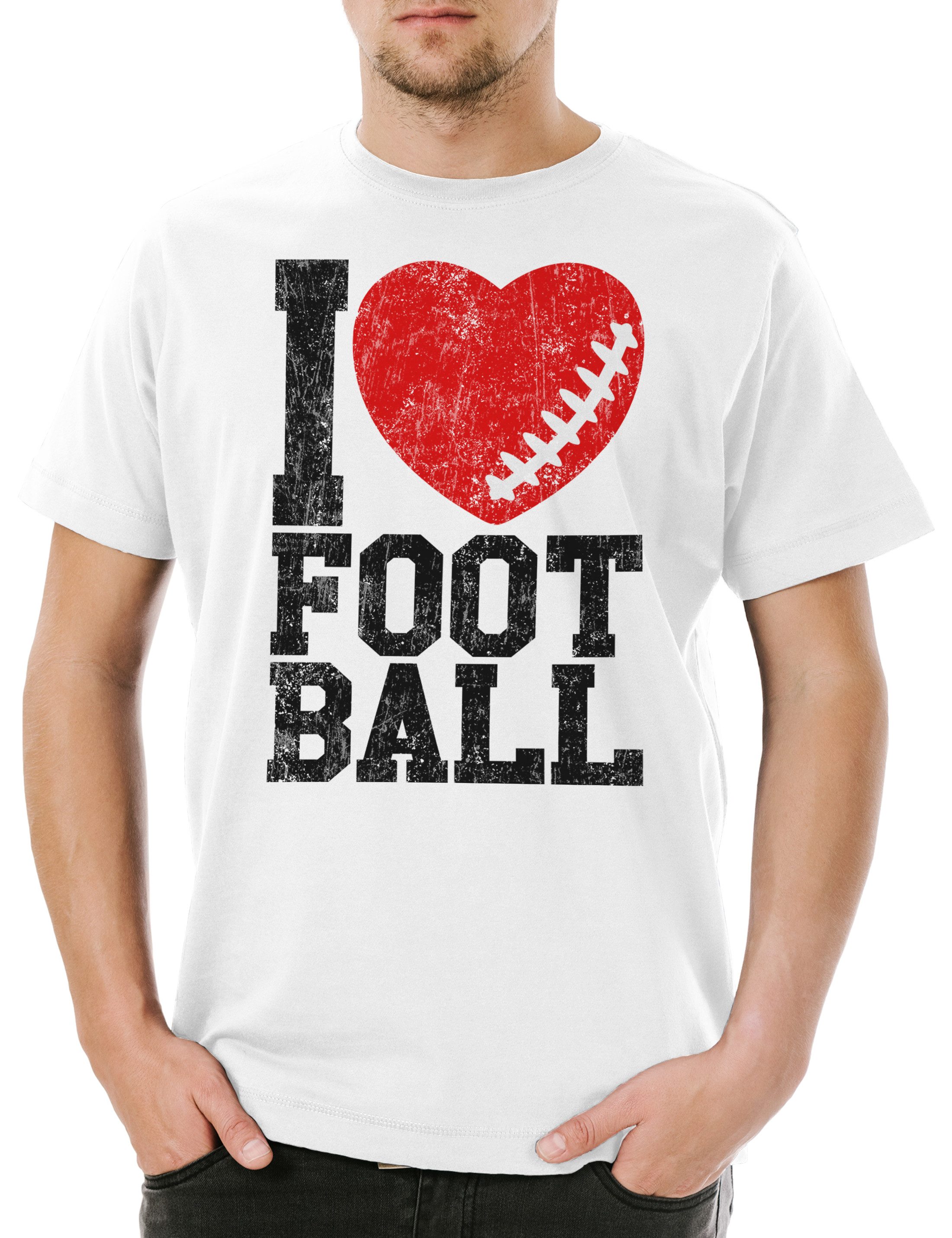 Print-Shirt I Love Football II Herren T-Shirt American US USA Hearts Heart Herz
