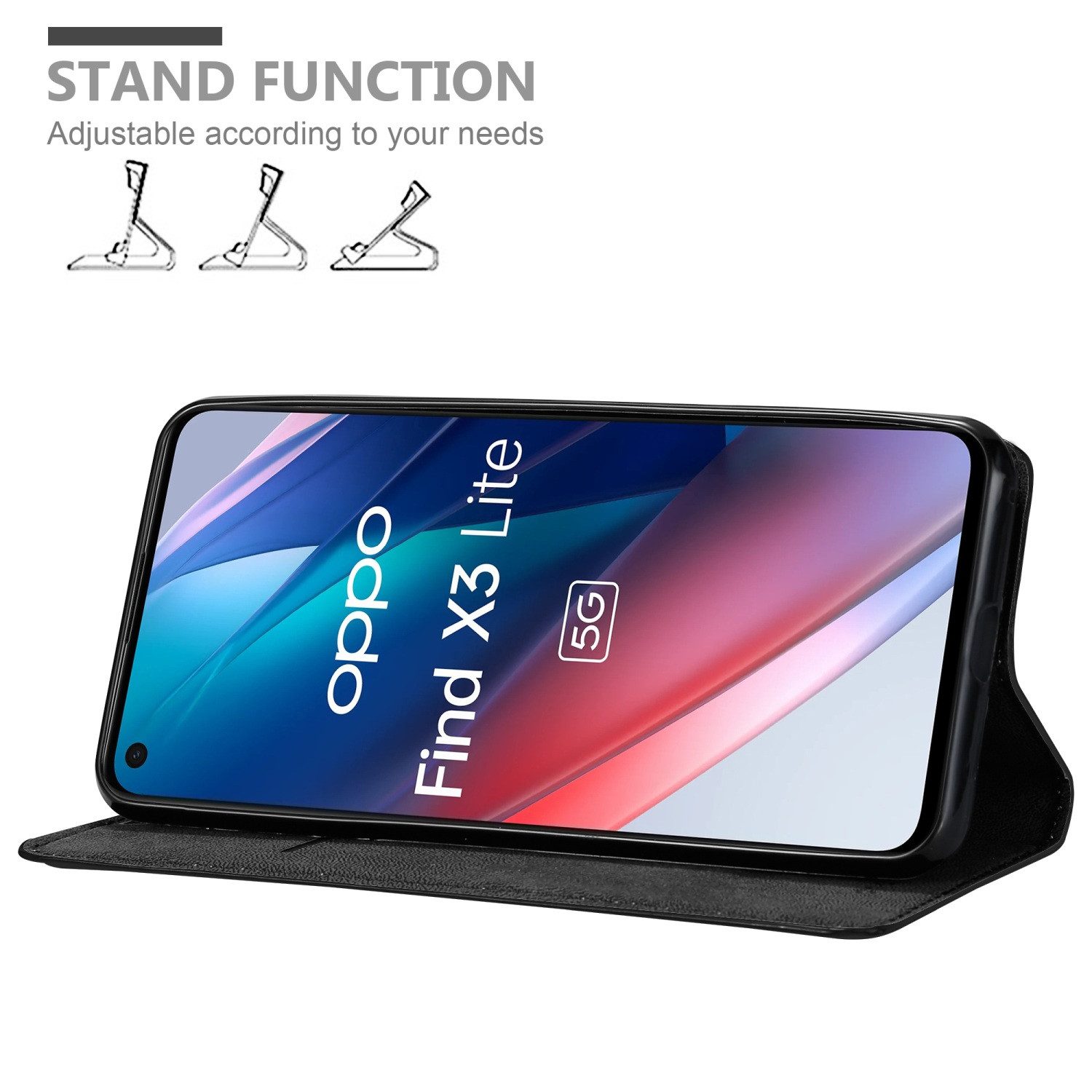 Cadorabo Handyhülle für Oppo FIND X3 LITE Hülle Oppo FIND X3 LITE, Hülle Schutzhülle mit Standfunktion, Magnetverschluss und Kartenfach