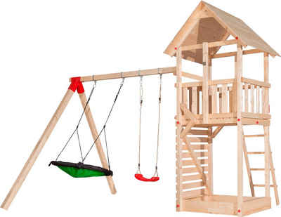 weka Spielturm »Tabaluga«, mit Anbauschaukel, Schaukelbrett und Nestschaukel, Befestigungsanker