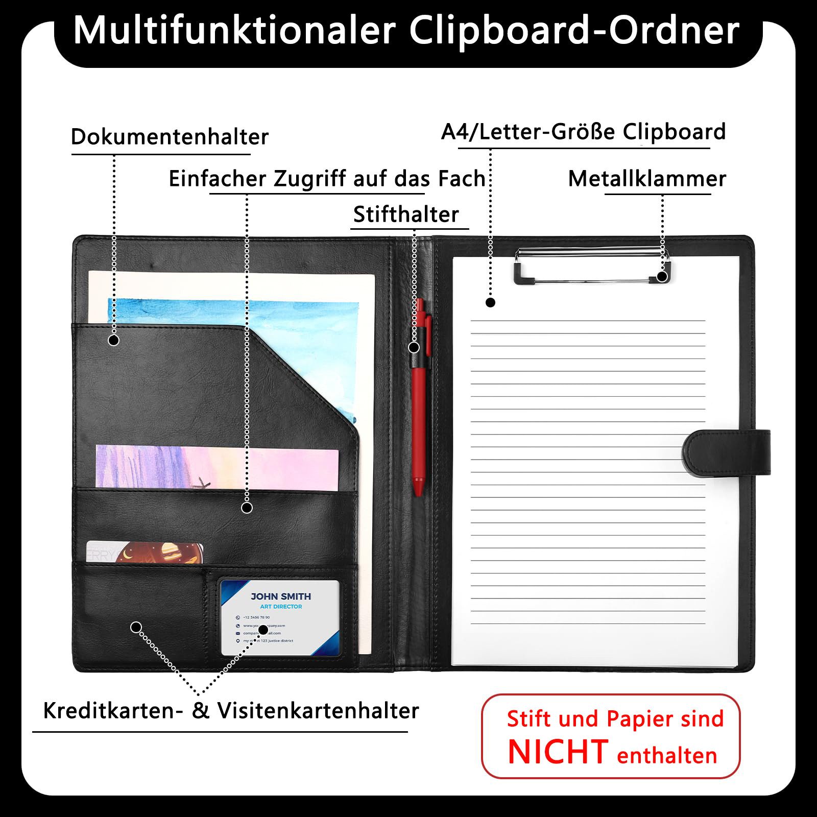 FOUORTUNATE-BEE Konferenzmappe Klemmbrett A4 mit Deckel günstig online kaufen