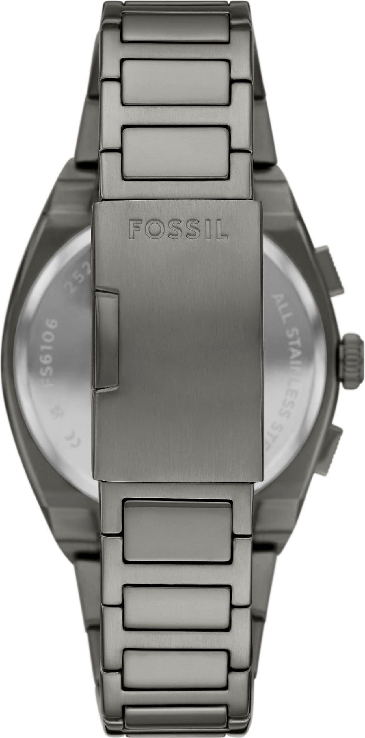 Fossil Chronograph Everett FS6107, Quarzuhr, Armbanduhr, Herrenuhr, Edelstahlarmband, analog