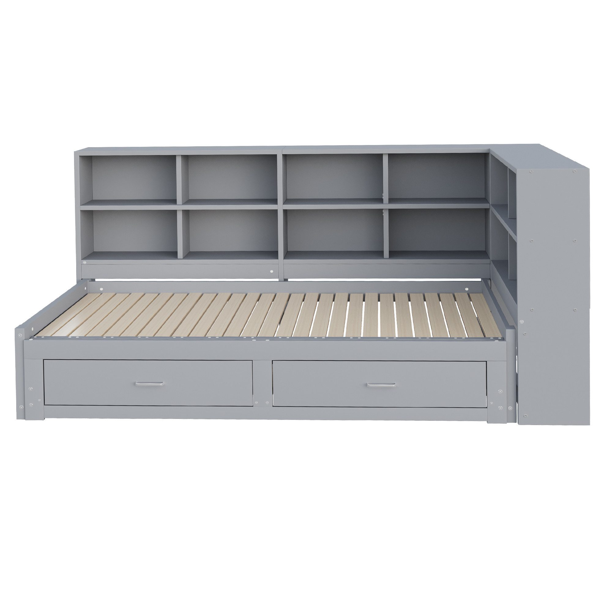 Merax Daybett 90/180x190cm mit USB-Steckdose (1 tlg), Ausziehbares Schlafsofa Kinderbett mit Ablagefächern und 2 Schubladen