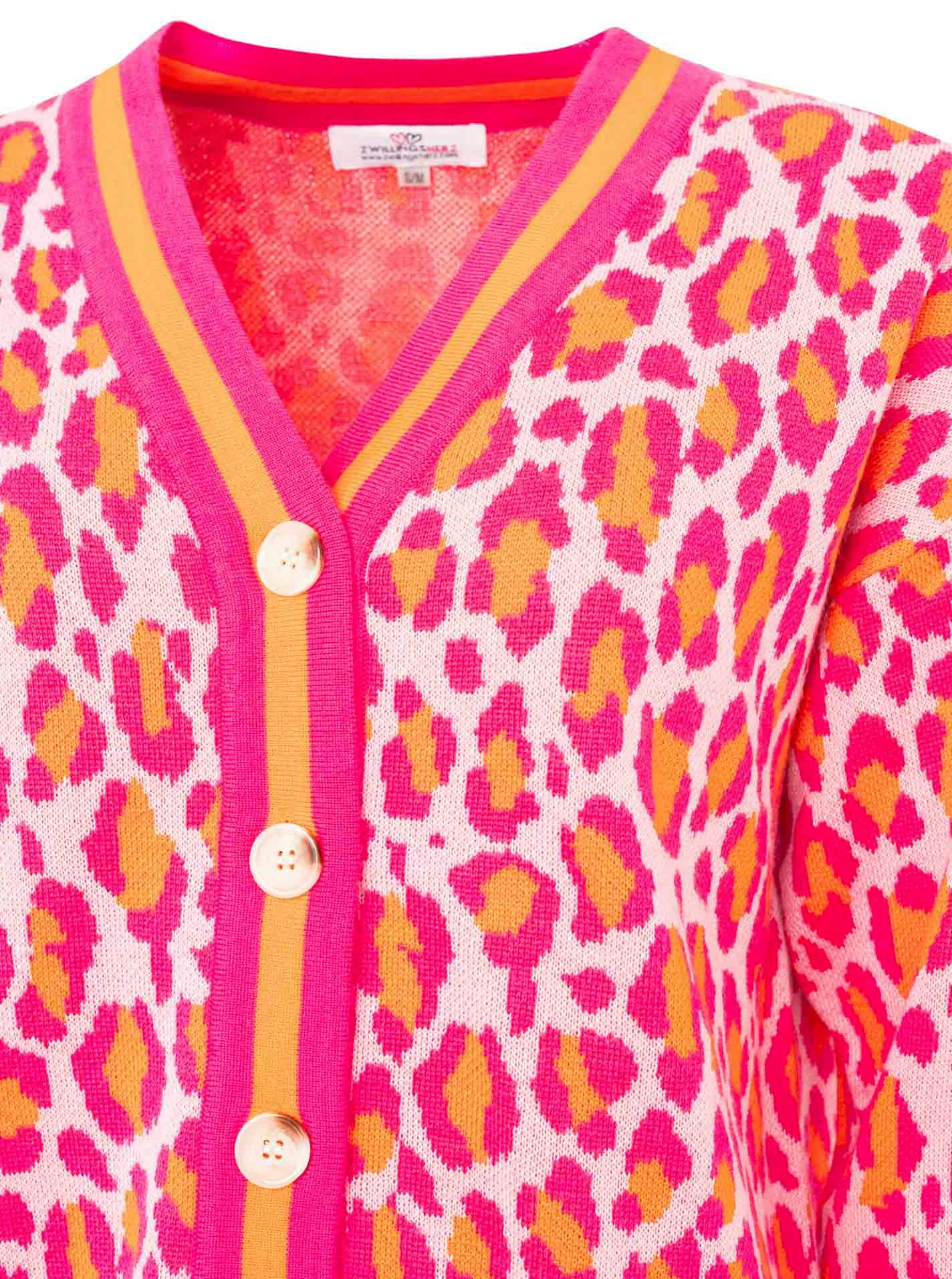 Zwillingsherz Strickjacke "Leo Streifen" mit Knöpfen, Leomuster und Streifenbündchen – Bild 4 von 5