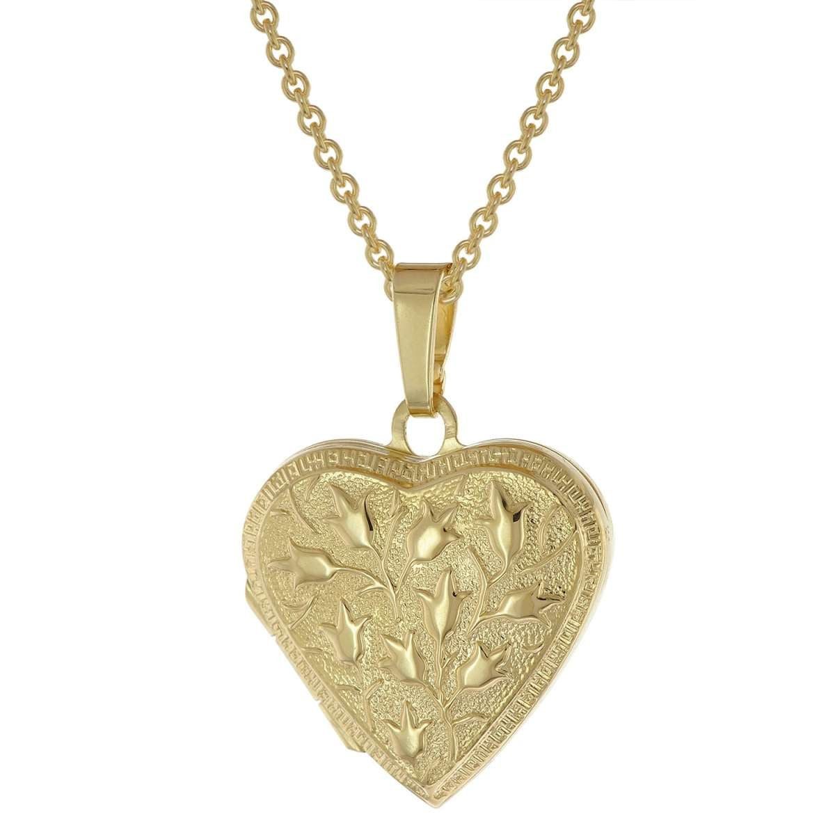 trendor Herzkette 39535, Medaillon Herz mit Kette 925 Silber goldplattiert