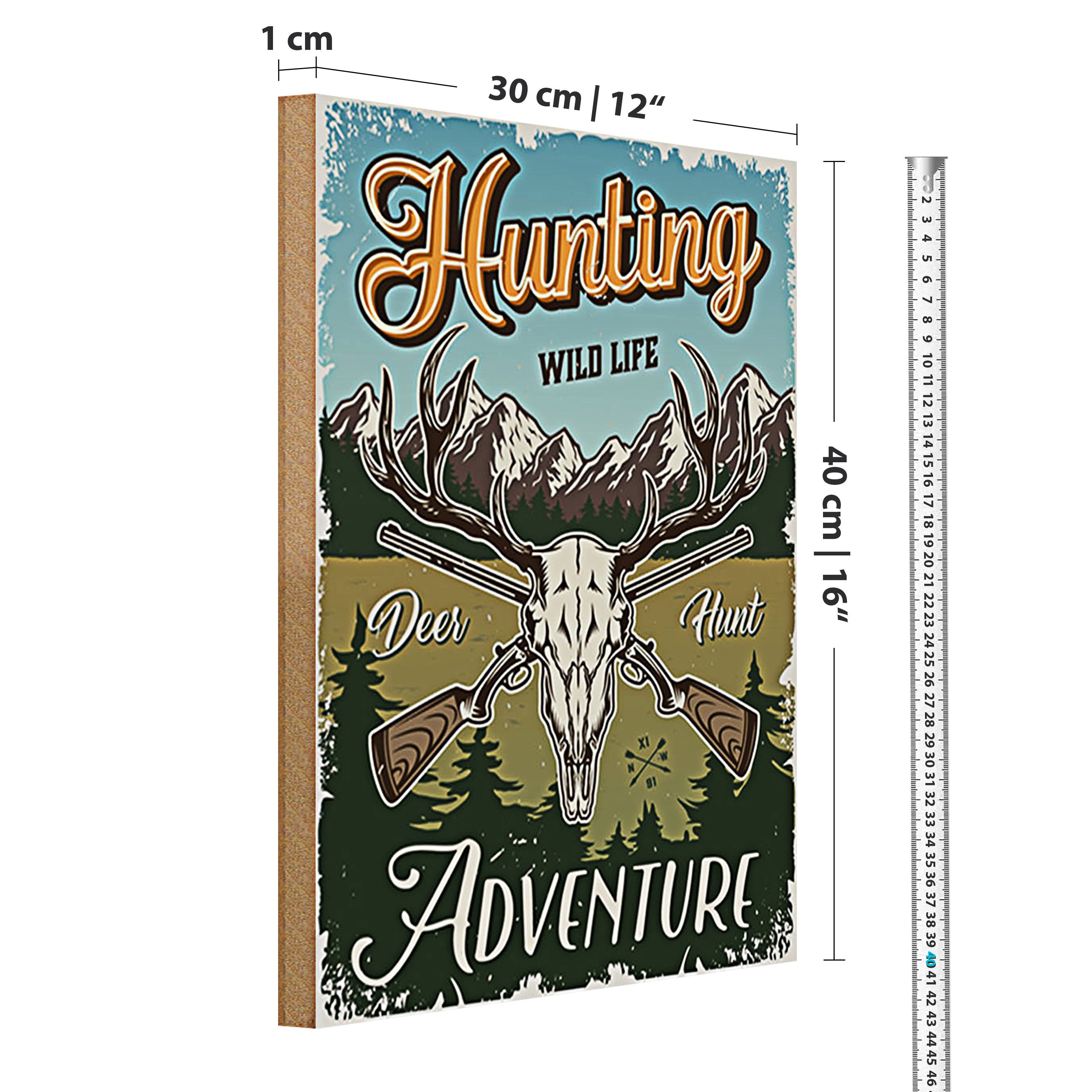 Roomando Holzbild Jagd 30x40cm Hunting wild life adventure