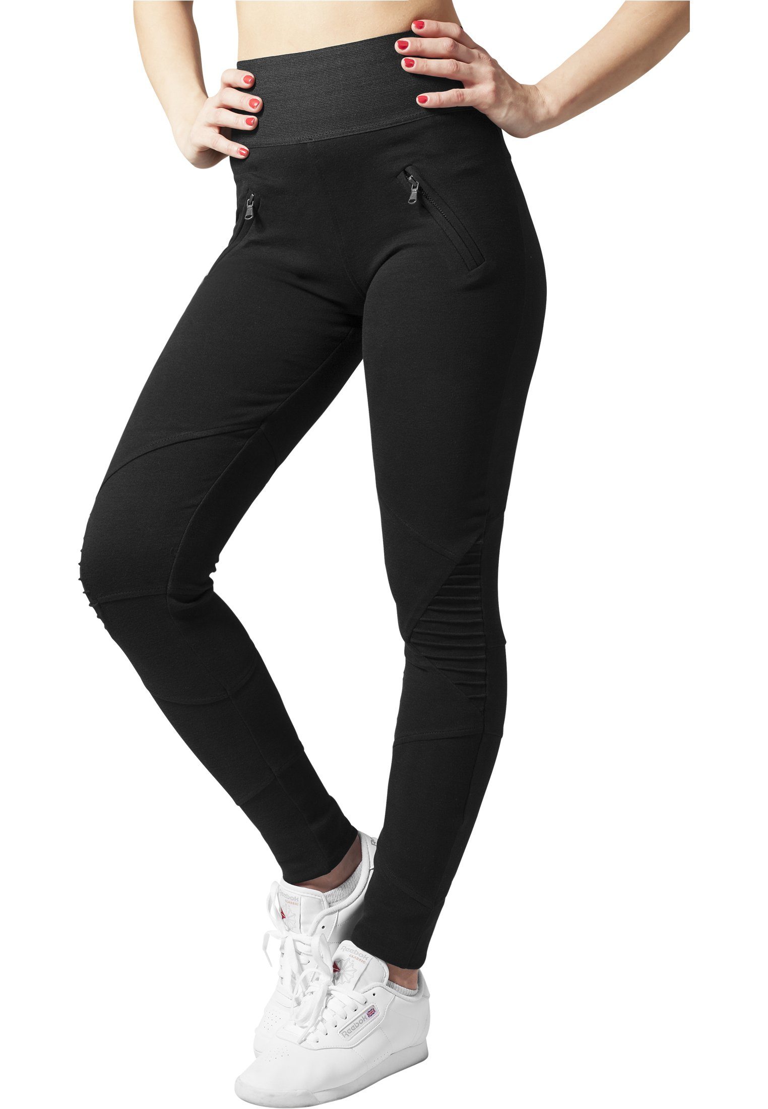 URBAN CLASSICS Leggings Damen Ladies Interlock High Waist Leggings (1-tlg) TB1053 blk/blk Interlock