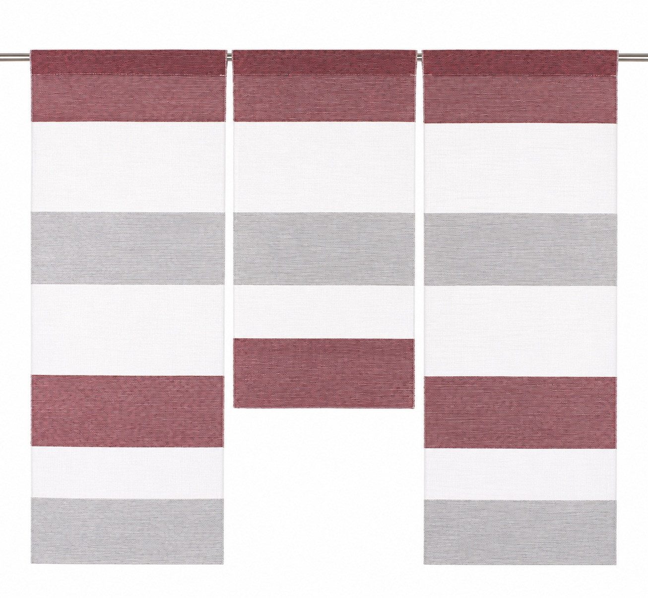 Clever-Kauf-24 Scheibengardine Mini Flächenvorhang 2280-09 rot 3 tlg., Miniflächenvorhang (3 St), Stangendurchzug, halbtransparent, Mini Flächenvorhang