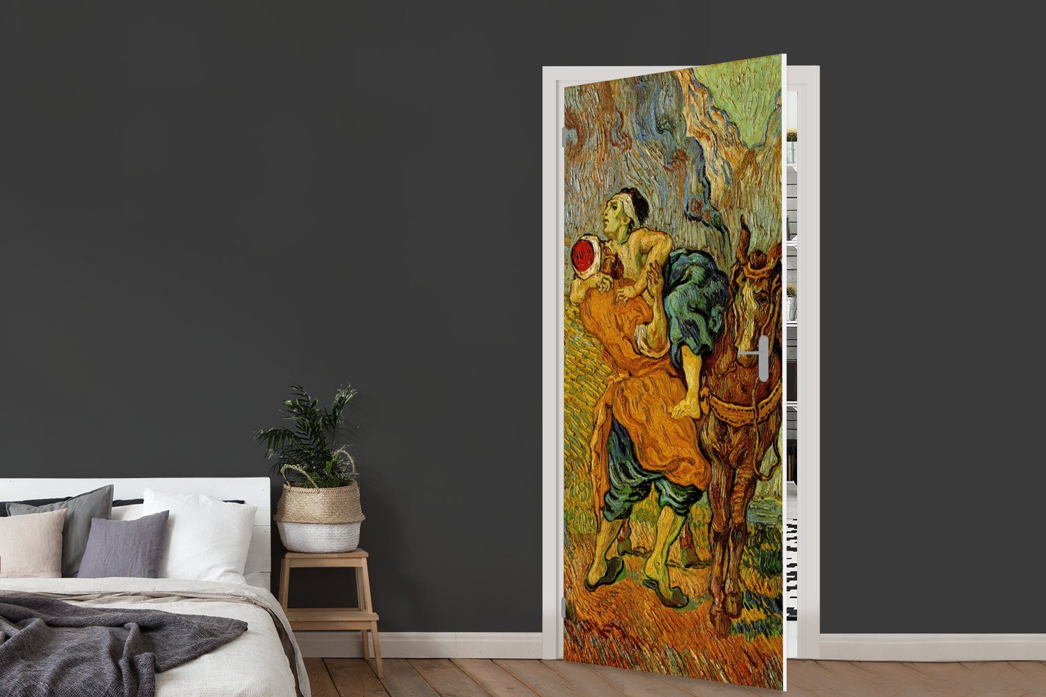 MuchoWow Türtapete Der barmherzige Samariter für - 75x205 St), van Tür, (1 cm Matt, Gogh, Vincent bedruckt, Türaufkleber, Fototapete