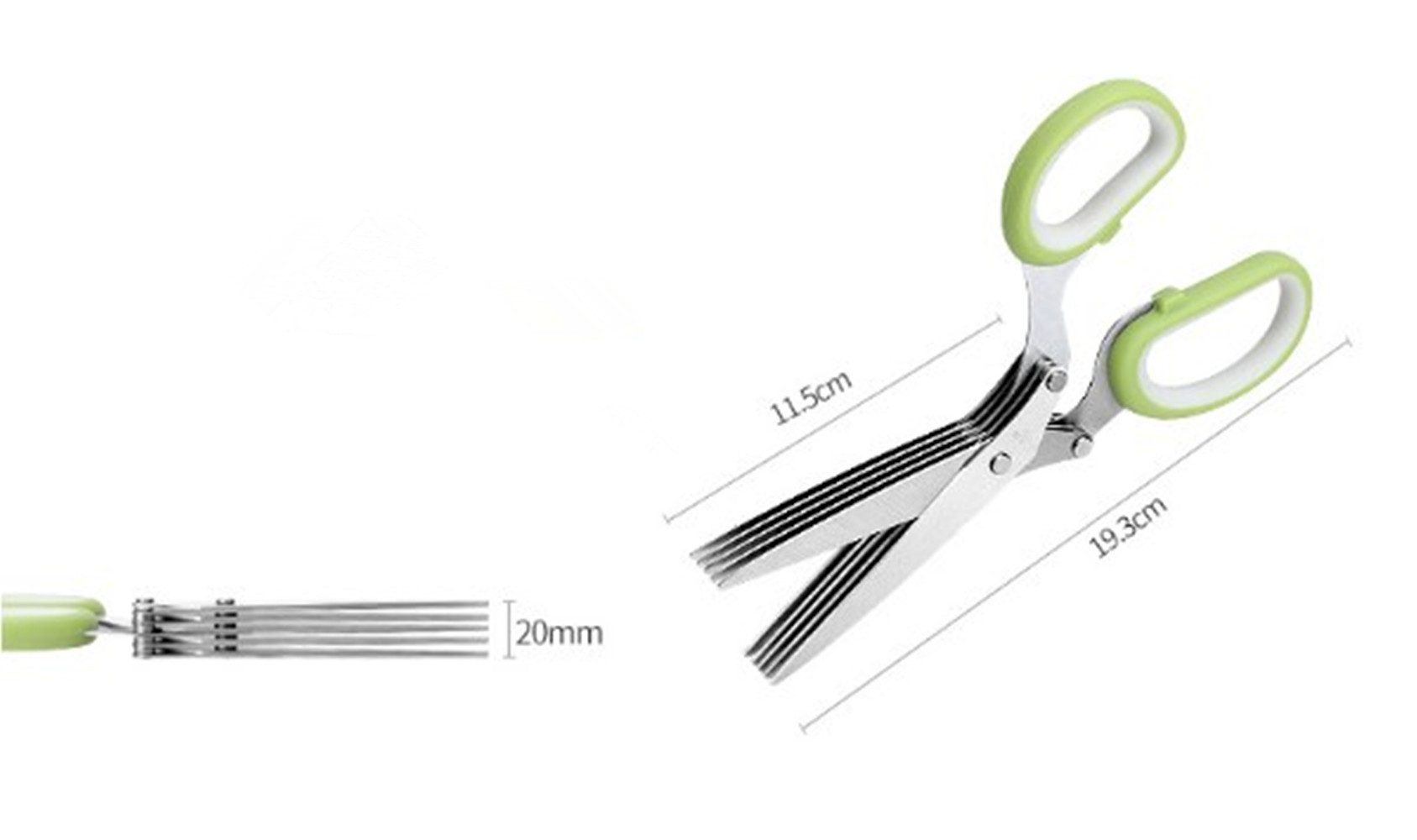 XDeer Kräuterschere Kräuterschere mit Reinigungskamm und Abstreiflöchern,5 Klingenpaare,Rostfreier Edelstahl/Kunststoff