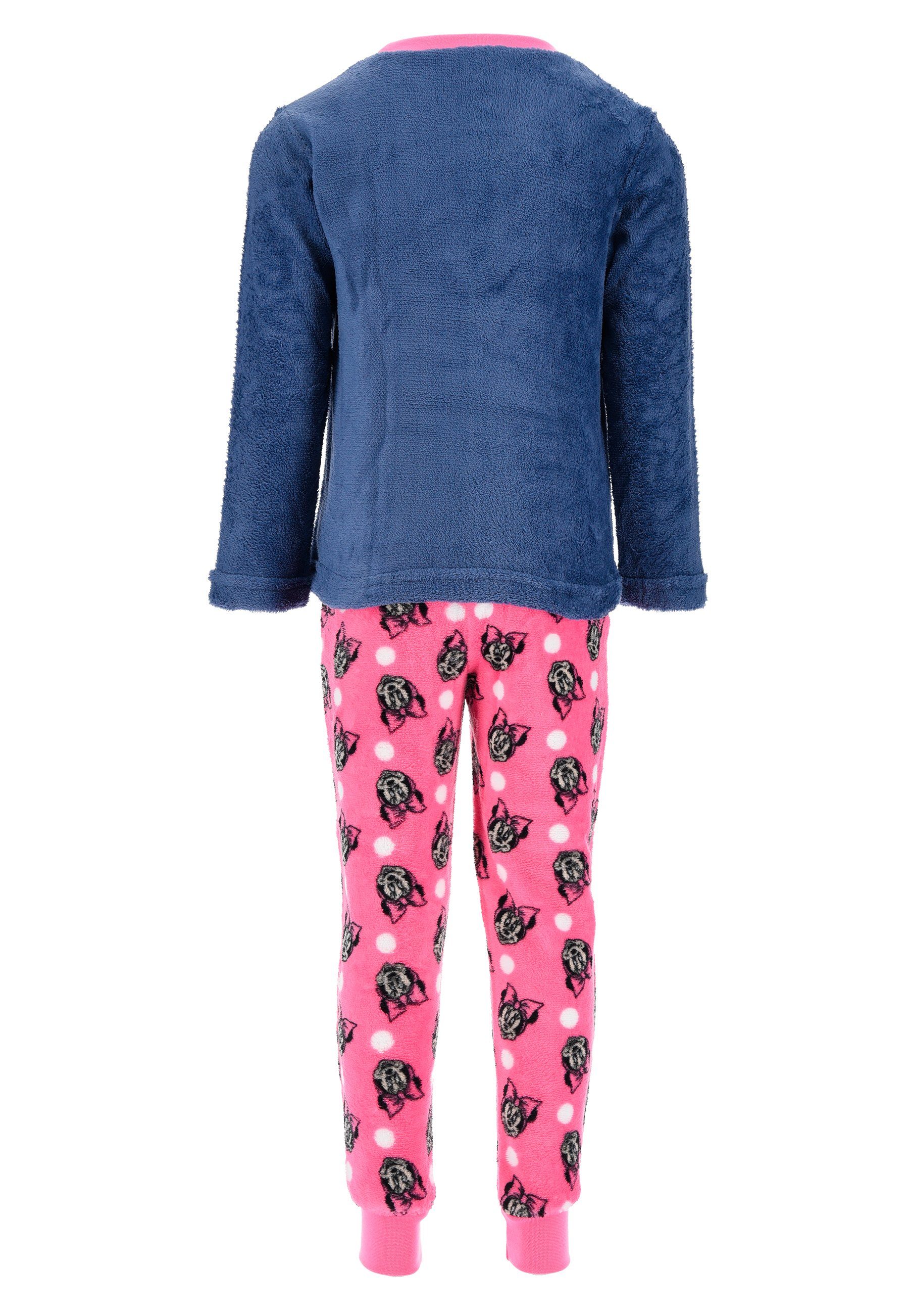 Kinder Pyjama Mouse Shirt tlg) Minnie Disney Maus Schlaf-Hose Mädchen Dunkel-Blau (2 Mini + Langarm Schlafanzug Schlafanzug