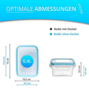 astor24 Frischhaltedose Frischhaltedosen Set mit Deckel Vorratsdose Gefrierdose Brotdose Kunst, (4er Set), 400 ml, 100% Auslaufsicher, BPA-frei, Bruchsicher