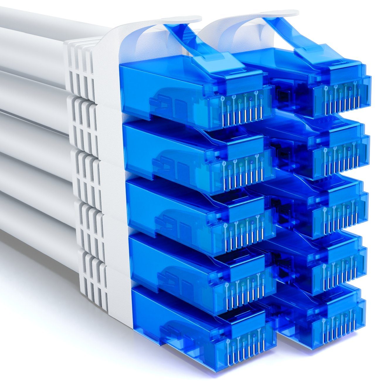 deleyCON deleyCON 10x 0,5m CAT6 Patchkabel Netzwerkkabel Gigabit LAN U/UTP LAN-Kabel