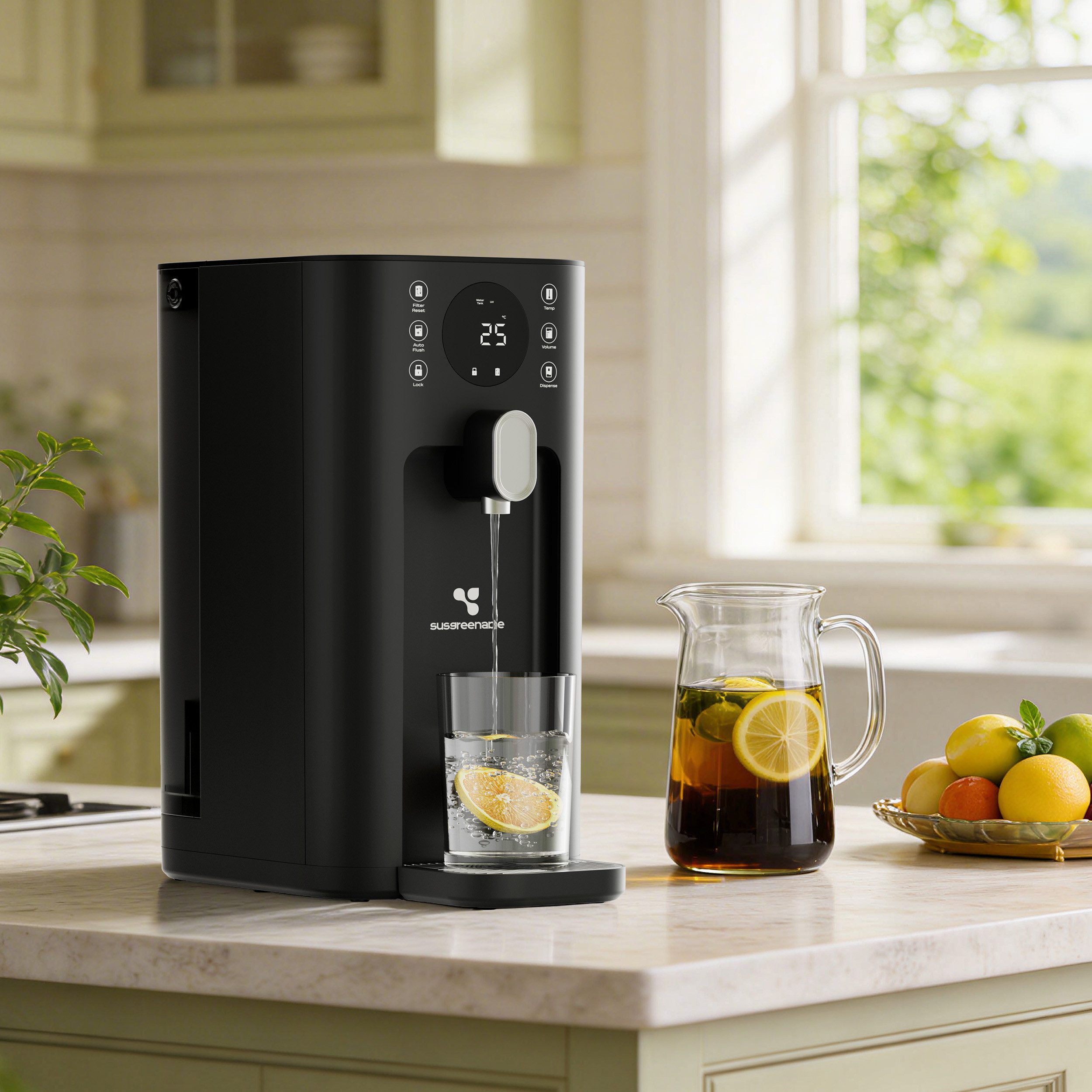 susgreenable Wasserfilter UV tragbarer Umkehrosmoseanlage Wasserreiniger SGIWDR03-B, Zubehör für 45°C - 100°C Trinkwasser Osmoseanlage, 5-stufige Umkehrosmose Filter, 2:1 Rein zu Abfluss, TDS Filter-Monitor