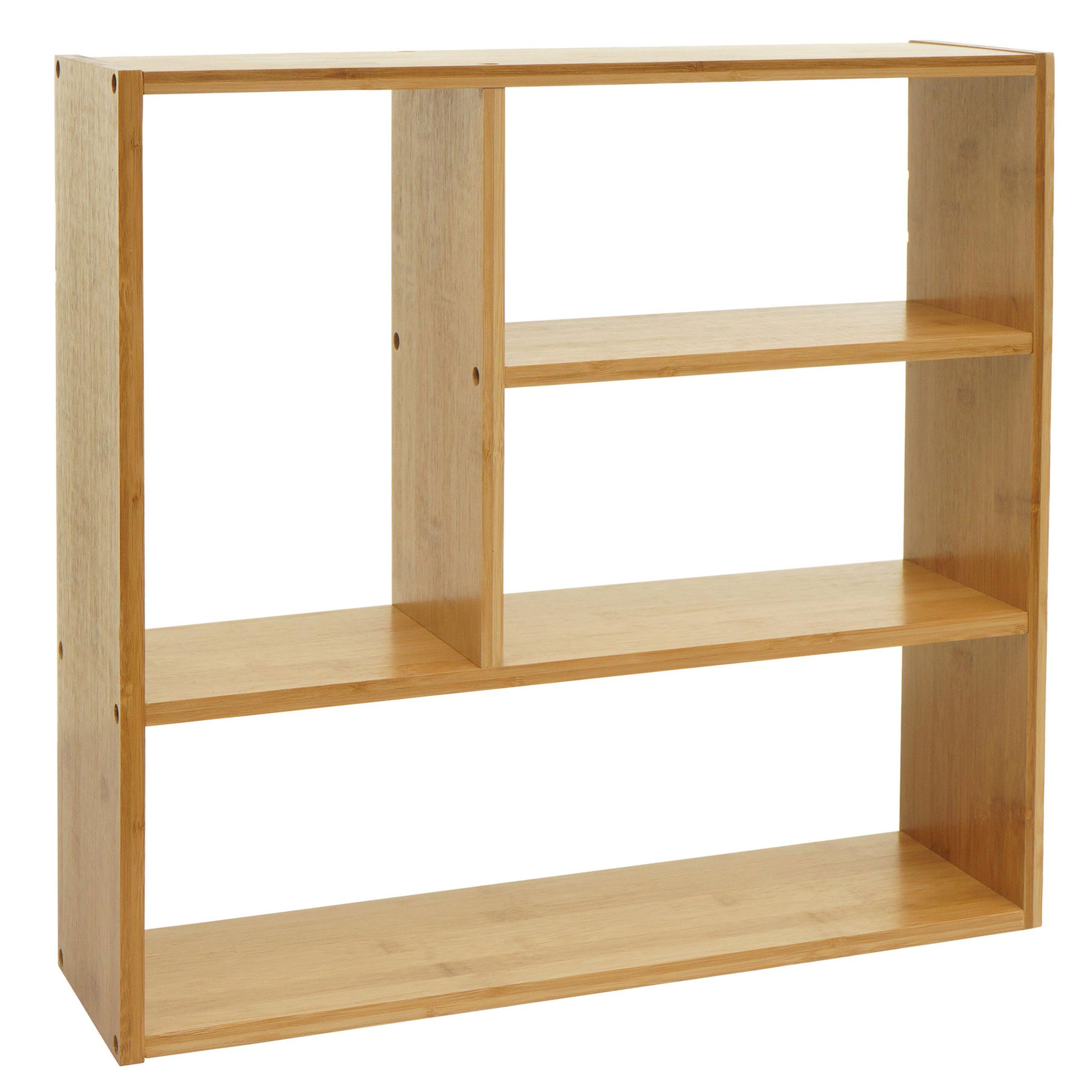 PROREGAL® Wandregal Hängeregal Schweberegal 50x50x15cm mit 4 Fächern Bambus