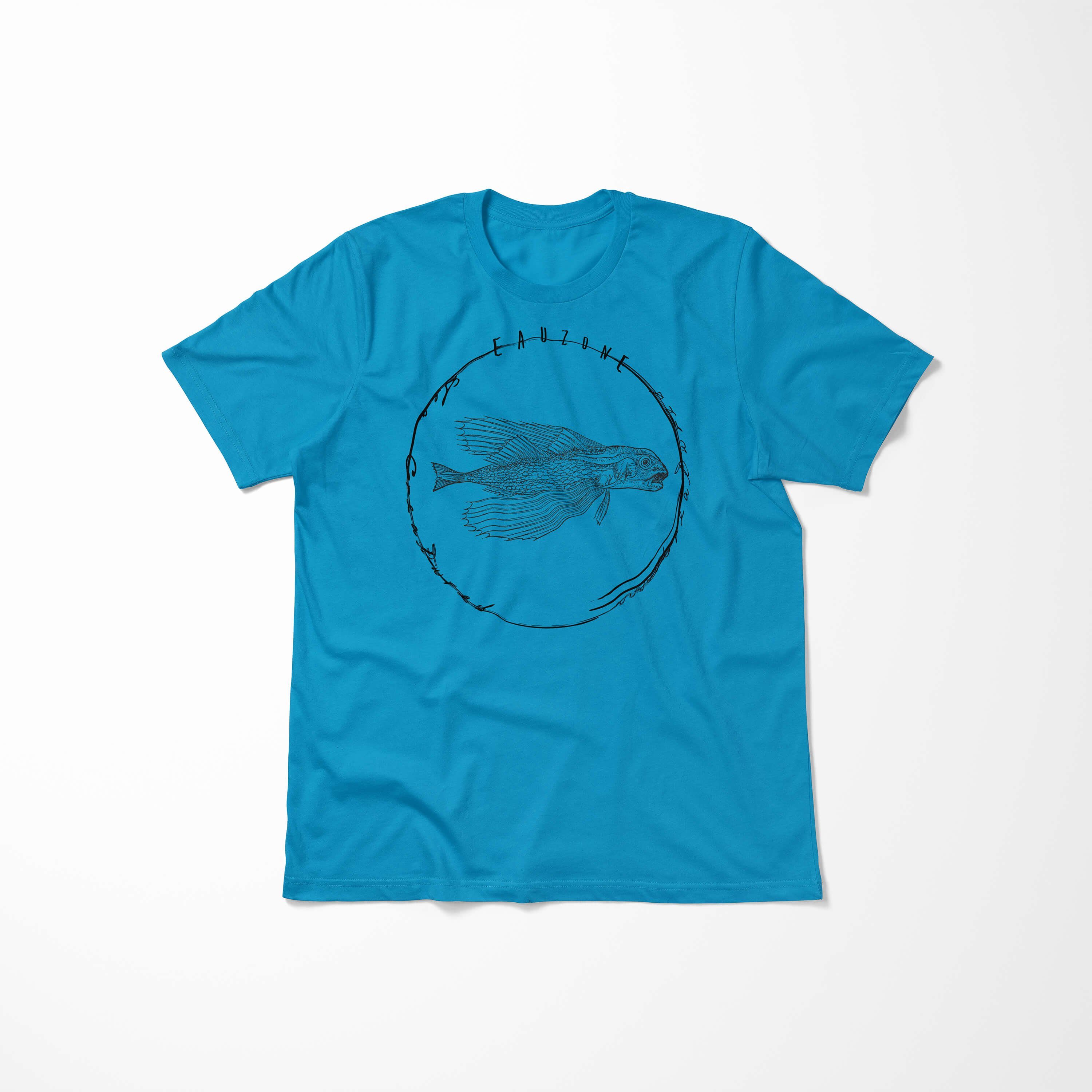 Sinus Art T-Shirt sportlicher Serie: Creatures, Tiefsee / und - Fische 061 feine Sea T-Shirt Sea Atoll Struktur Schnitt