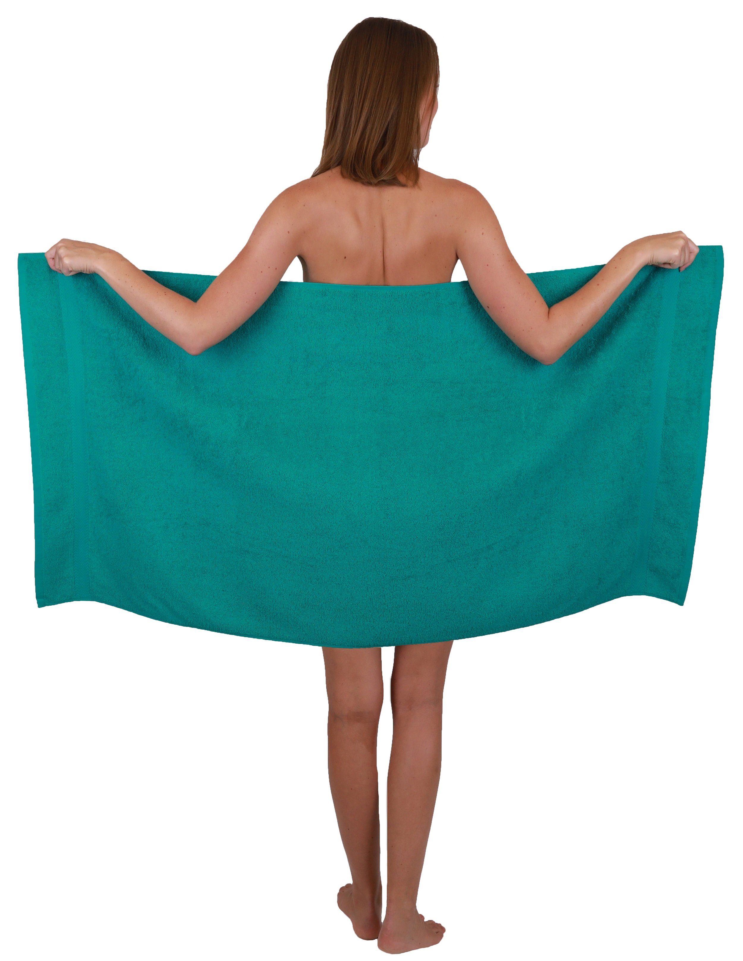 Betz Handtuch Set 6-TLG. Farbe 2 smaragdgrün, Silbergrau Handtuch-Set 100% und Duschtücher 4 Premium 100% Handtücher Baumwolle Baumwolle