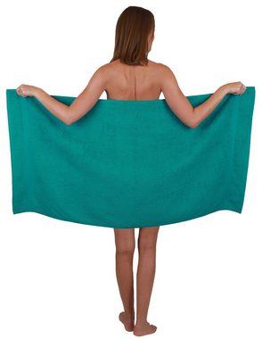 Betz Handtuch Set 6-TLG. Handtuch-Set Premium 100% Baumwolle 2 Duschtücher 4 Handtücher Farbe Silbergrau und smaragdgrün, 100% Baumwolle