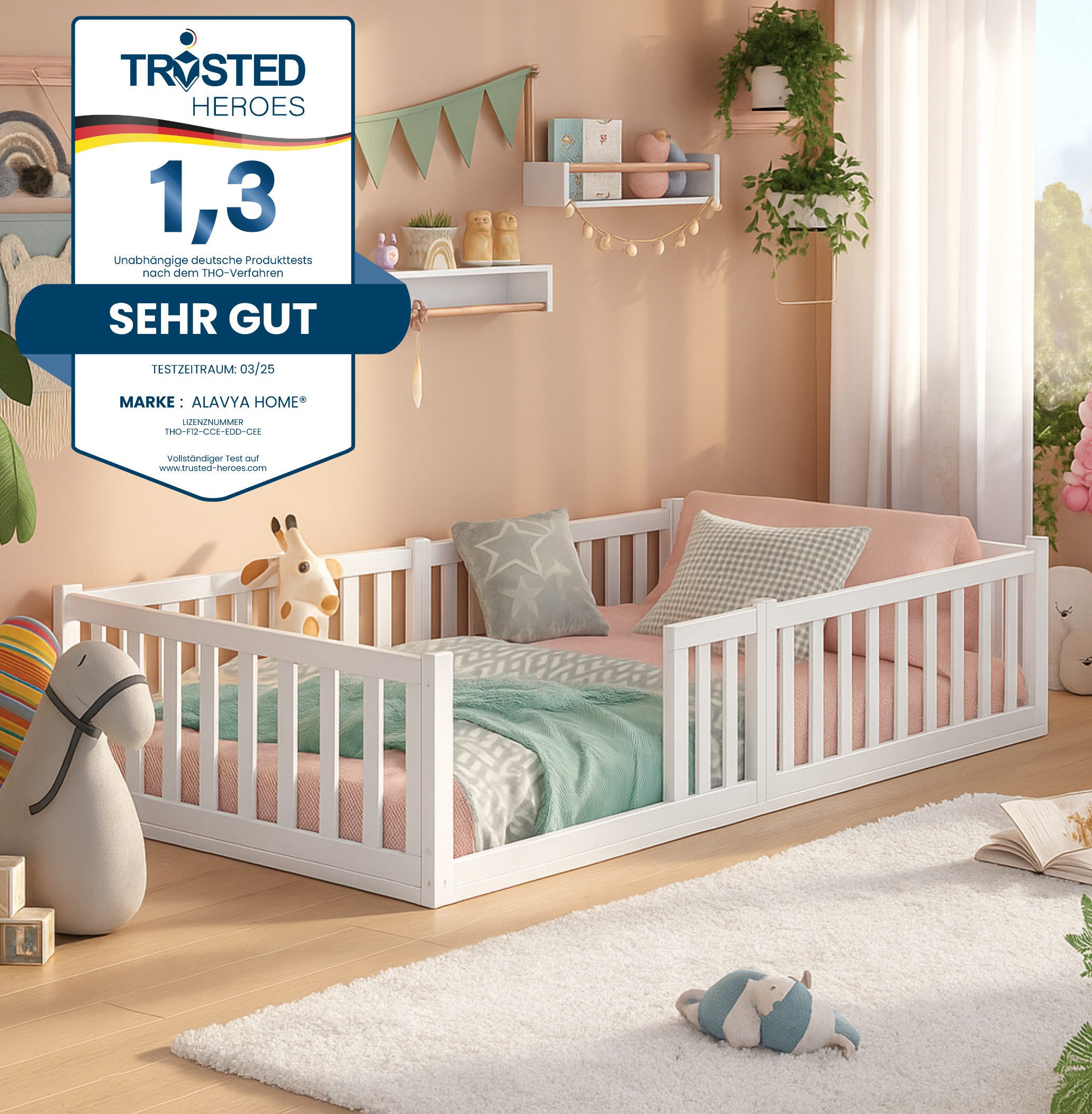 Alavya Home® Kinderbett Bodenbett TITAN aus Buchenholz FSC® 100% zertifizer günstig online kaufen