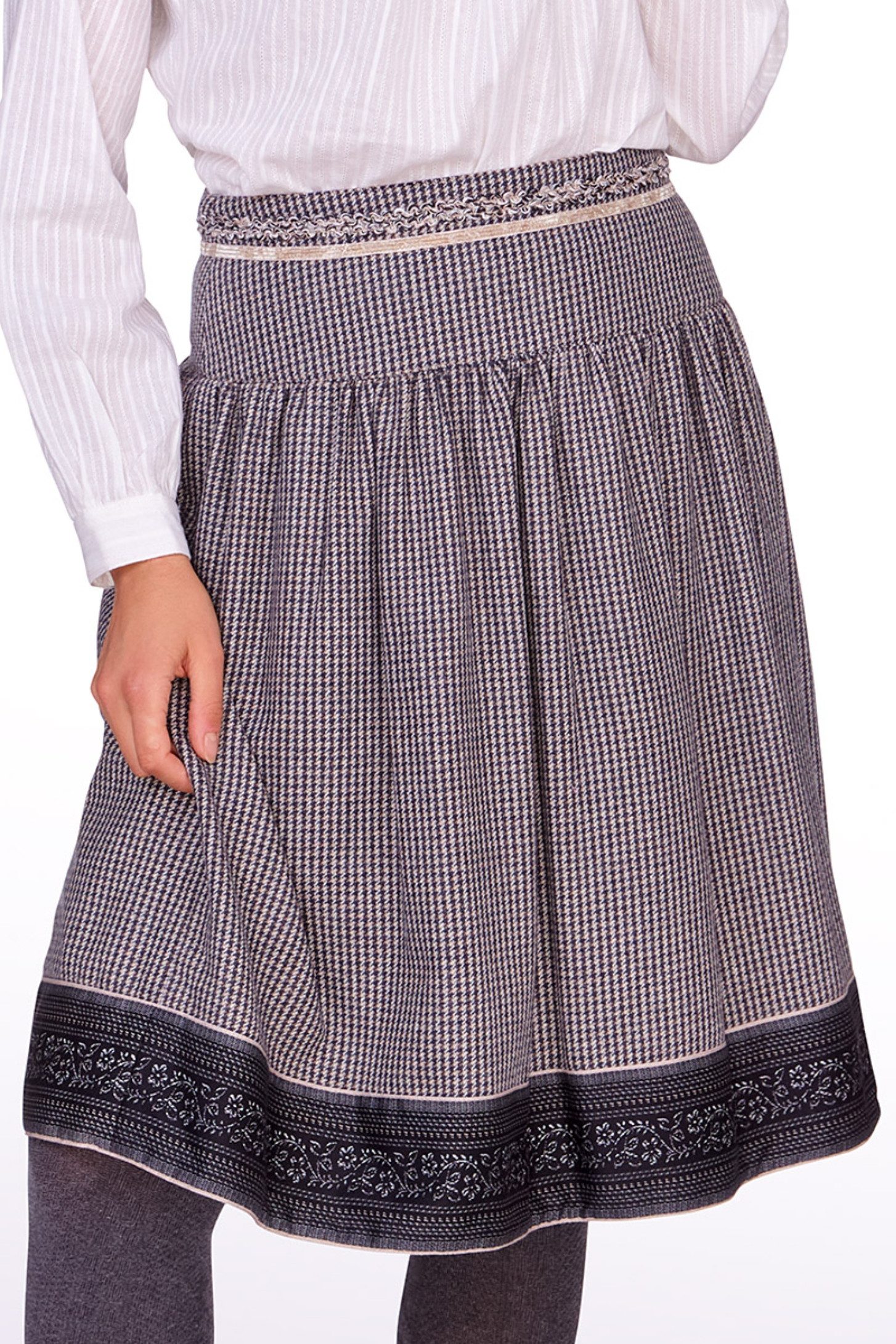 Hammerschmid Trachtenrock Winterlicher Wollrock - TRAUNSTEIN - beige/navy