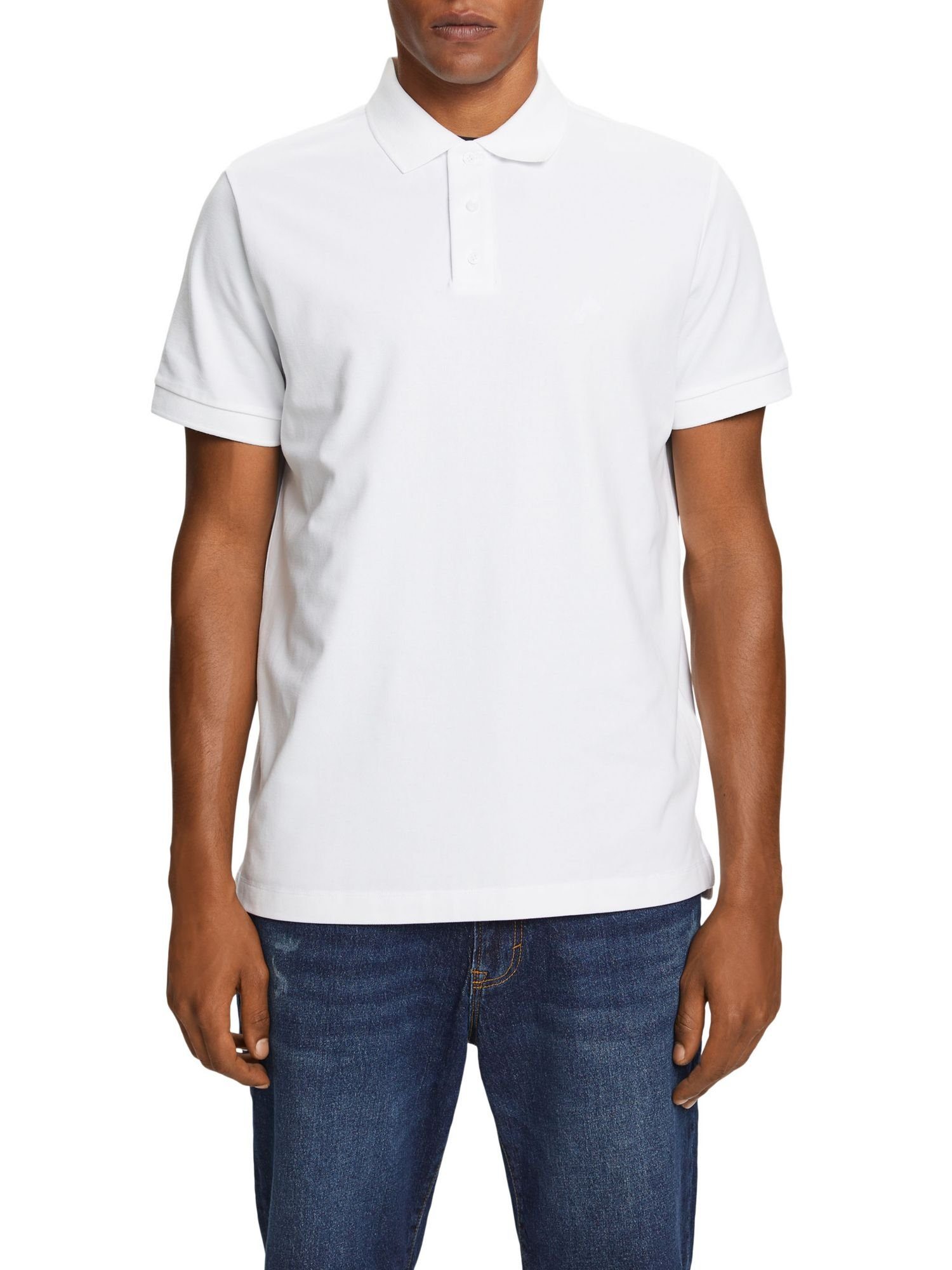 T-Shirt esprit sports Charakteristisches WHITE (1-tlg) Piqué-Poloshirt