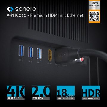 sonero sonero X-PHC010-020 Premium Zertifiziertes High Speed HDMI Kabel mit HDMI-Kabel