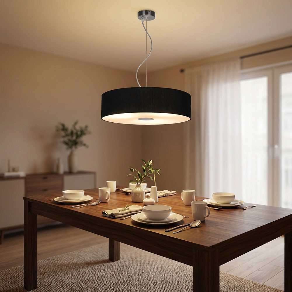Ledino Deckenleuchte, Leuchtmittel nicht inklusive, Textil Schirm Decken Pendel Lampe Wohn Ess Zimmer Beleuchtung