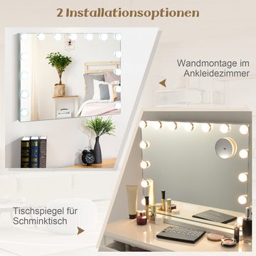 COSTWAY Schminkspiegel (1-St), Hollywood, mit Bluetooth & 15 LED beleuchtung