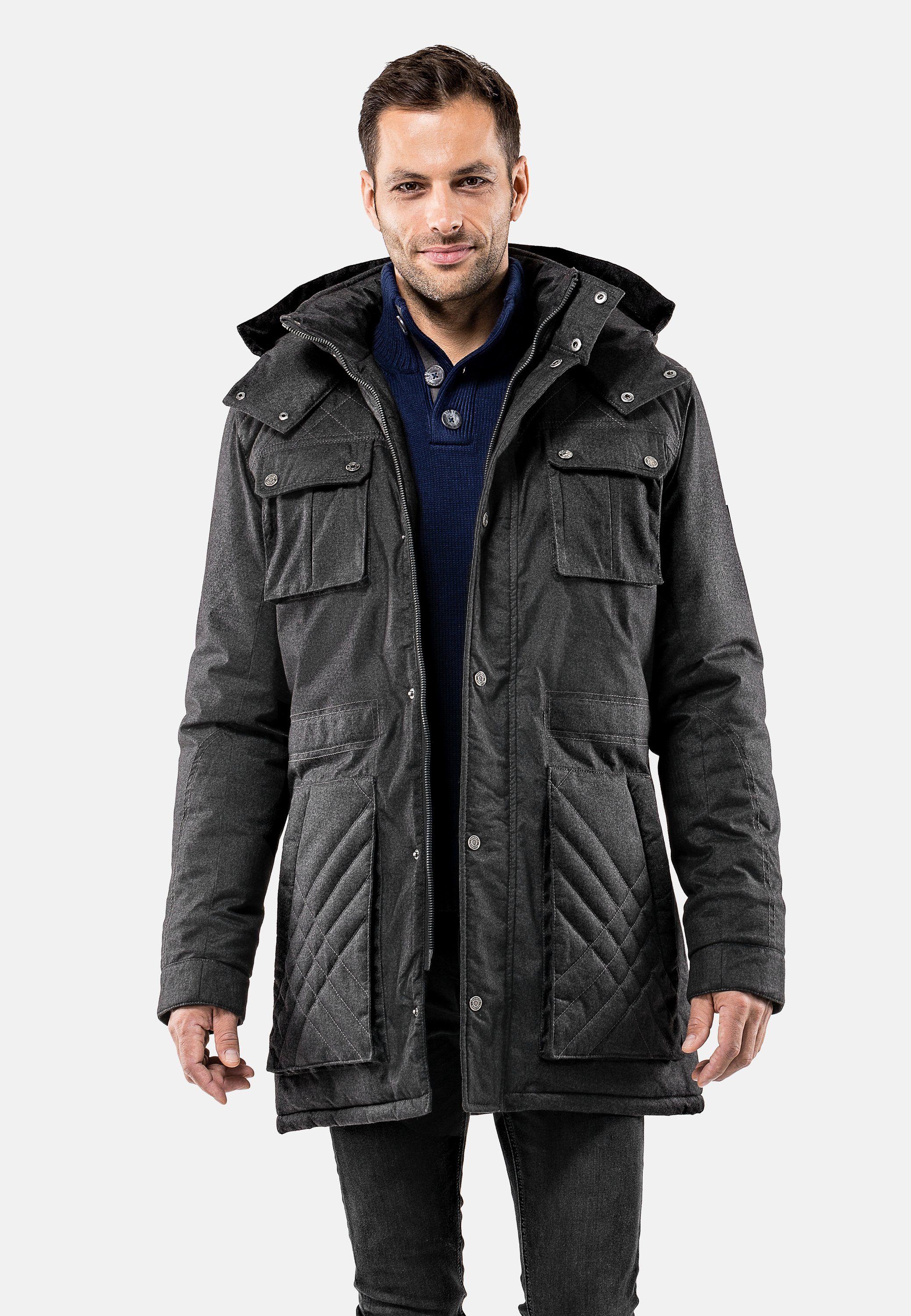 Vincenzo Boretti Winterjacke Stehkragen mit abnehmbarer Kapuze