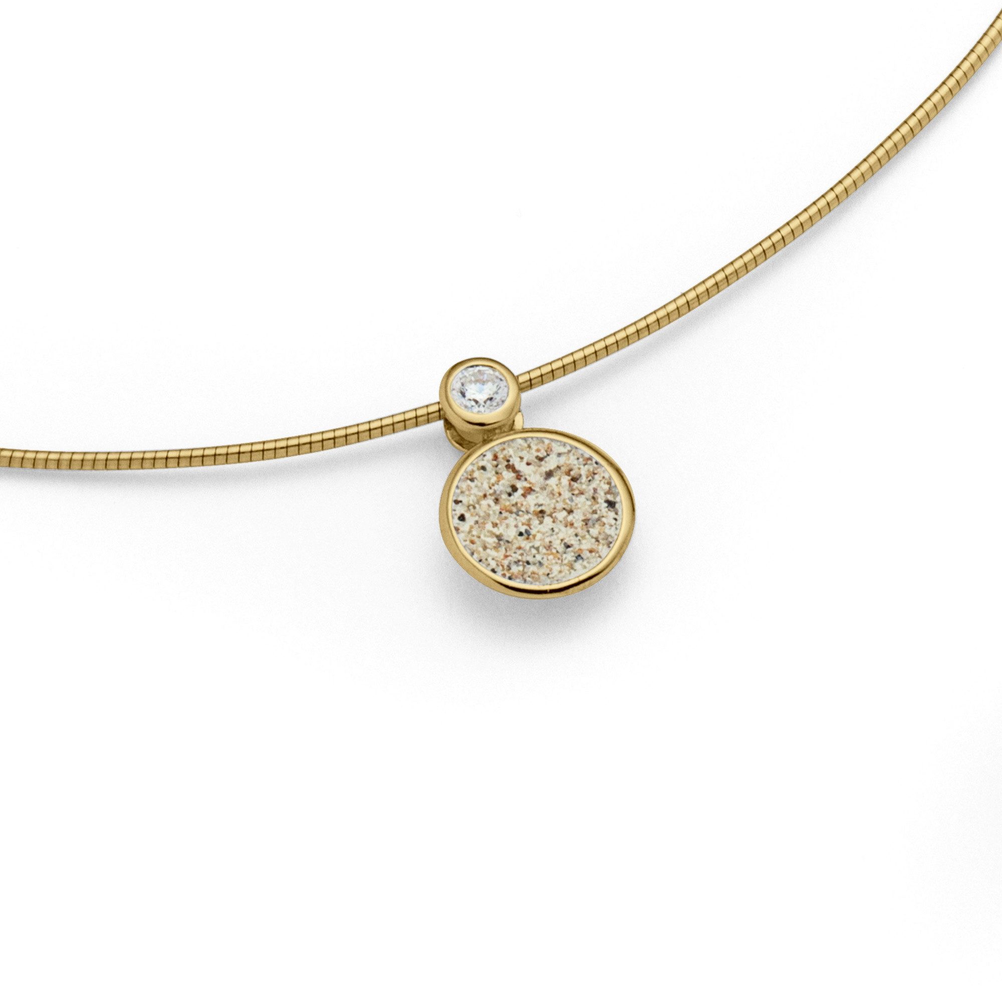 DUR Kette mit Anhänger K2487 „Polarstern“ – Vergoldet – Strandsand & Zirkonia – 42 cm