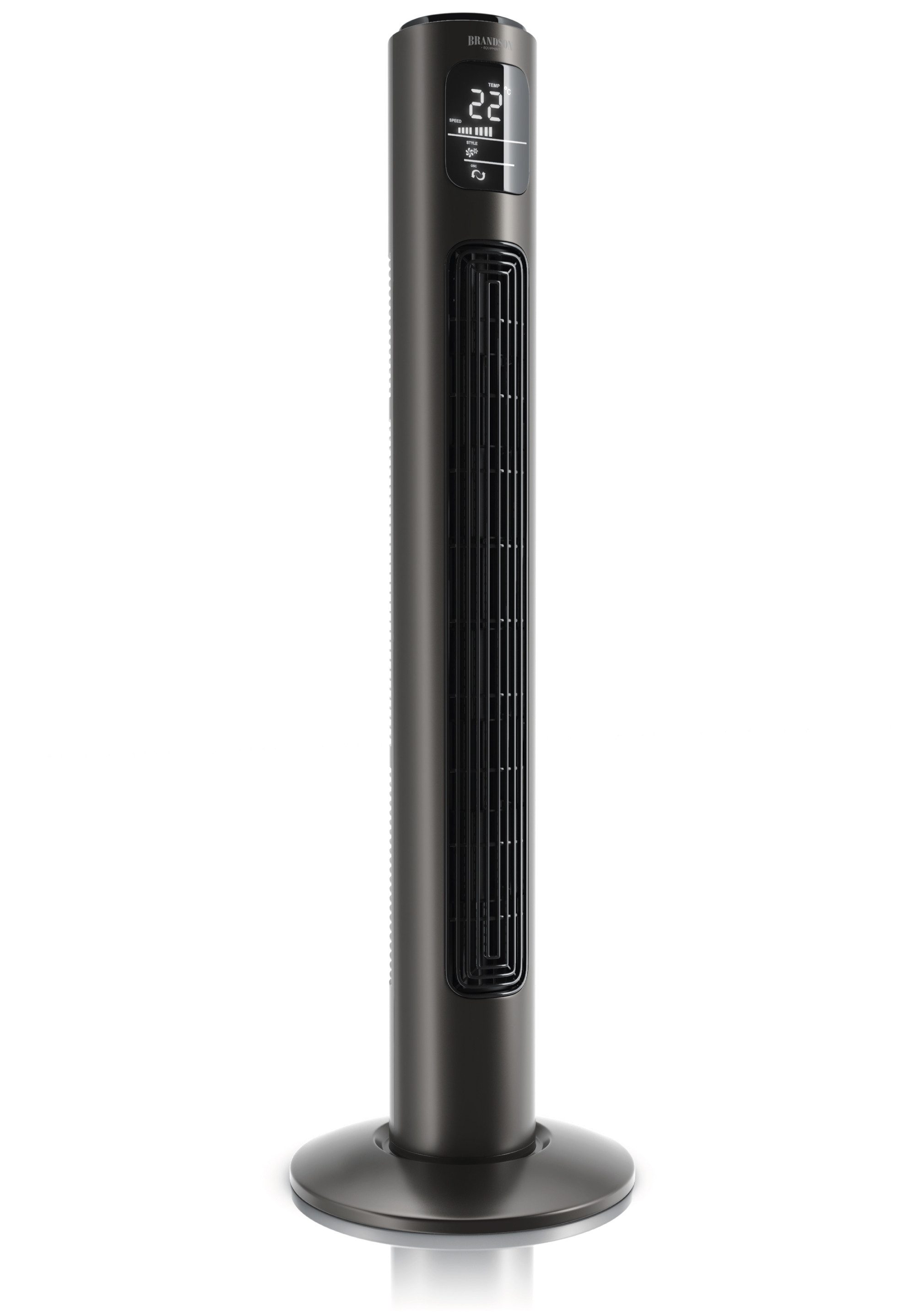 Brandson Turmventilator Oszillation 65°, Timer, Fernbedienung, Standventilator 96cm, Aschgrau, NTV Sieger 2026, mobiler Lüfter leise, 4 Lüftungs-Modi, GS-Geprüft