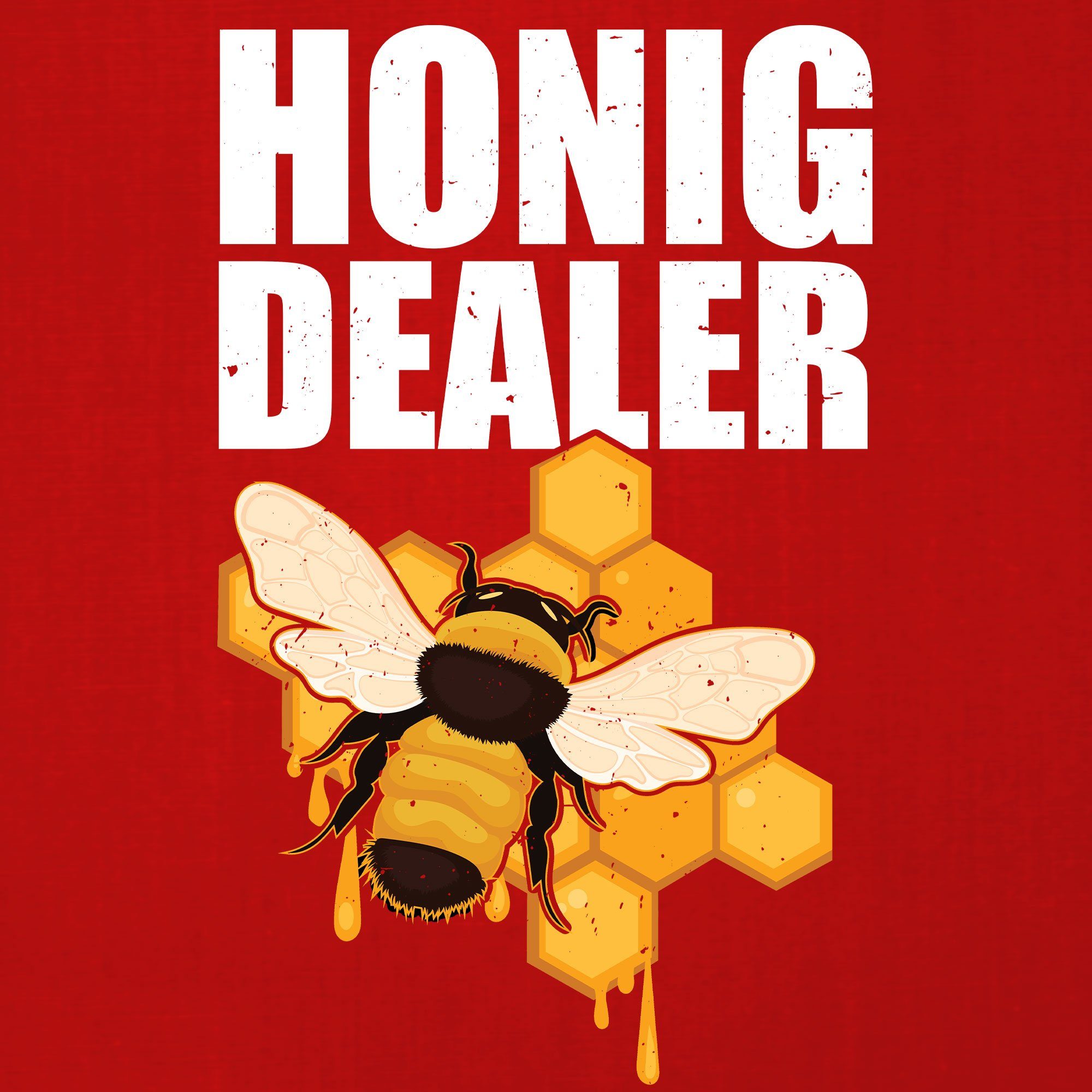 (1-tlg) Biene Quattro Rot Imker Nektar Herren - T-Shirt Dealer Honig Honig Kurzarmshirt Formatee