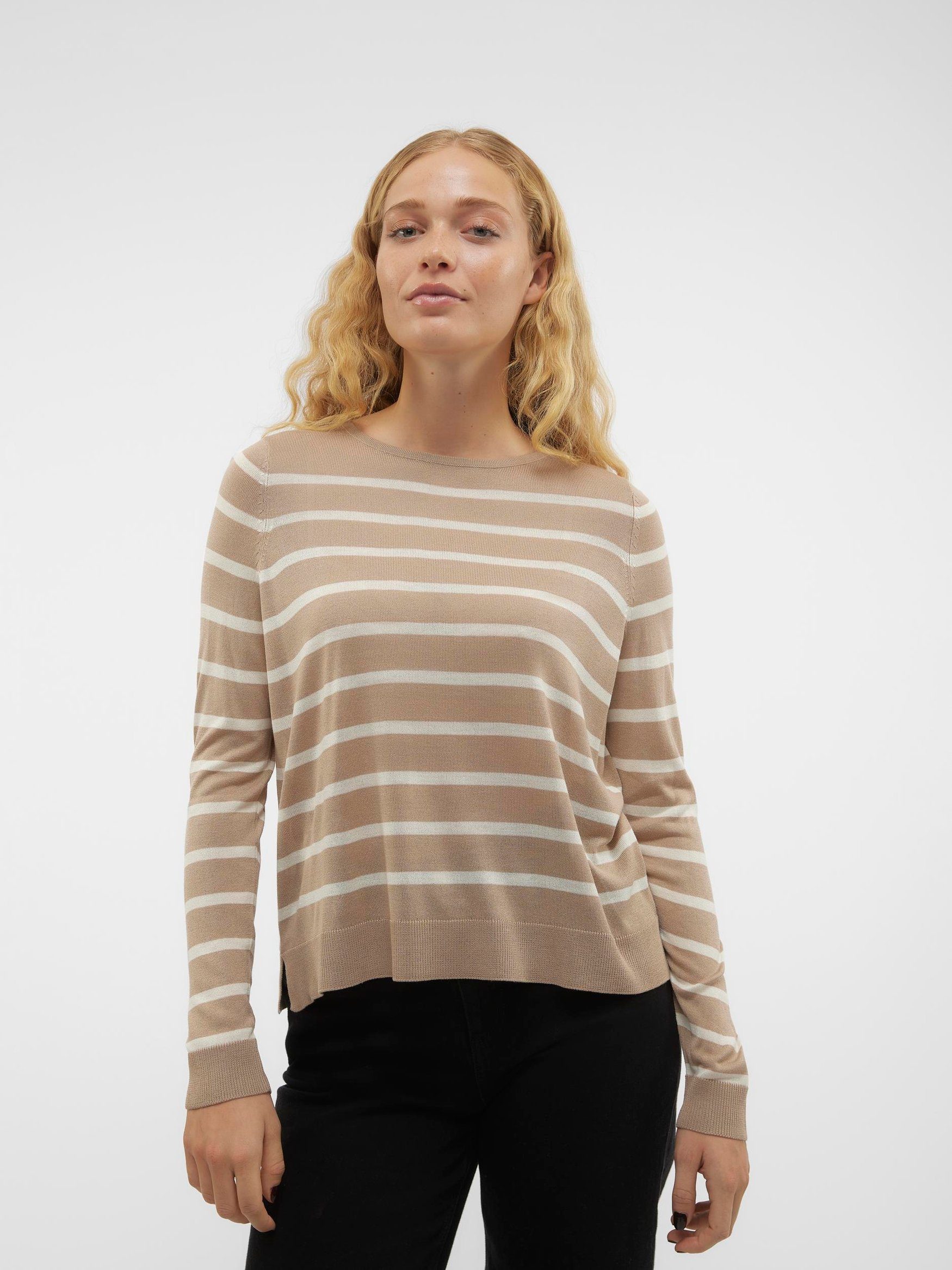 Strickpullover Weicher Feinstrick Rundhals Streifen VMNOVA