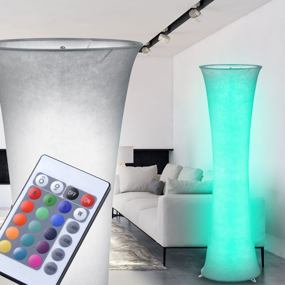 RGB LED Textil Steh Lampe Dimmer Farbwechsel Ess Zimmer Flur Stand Leuchte weiß 