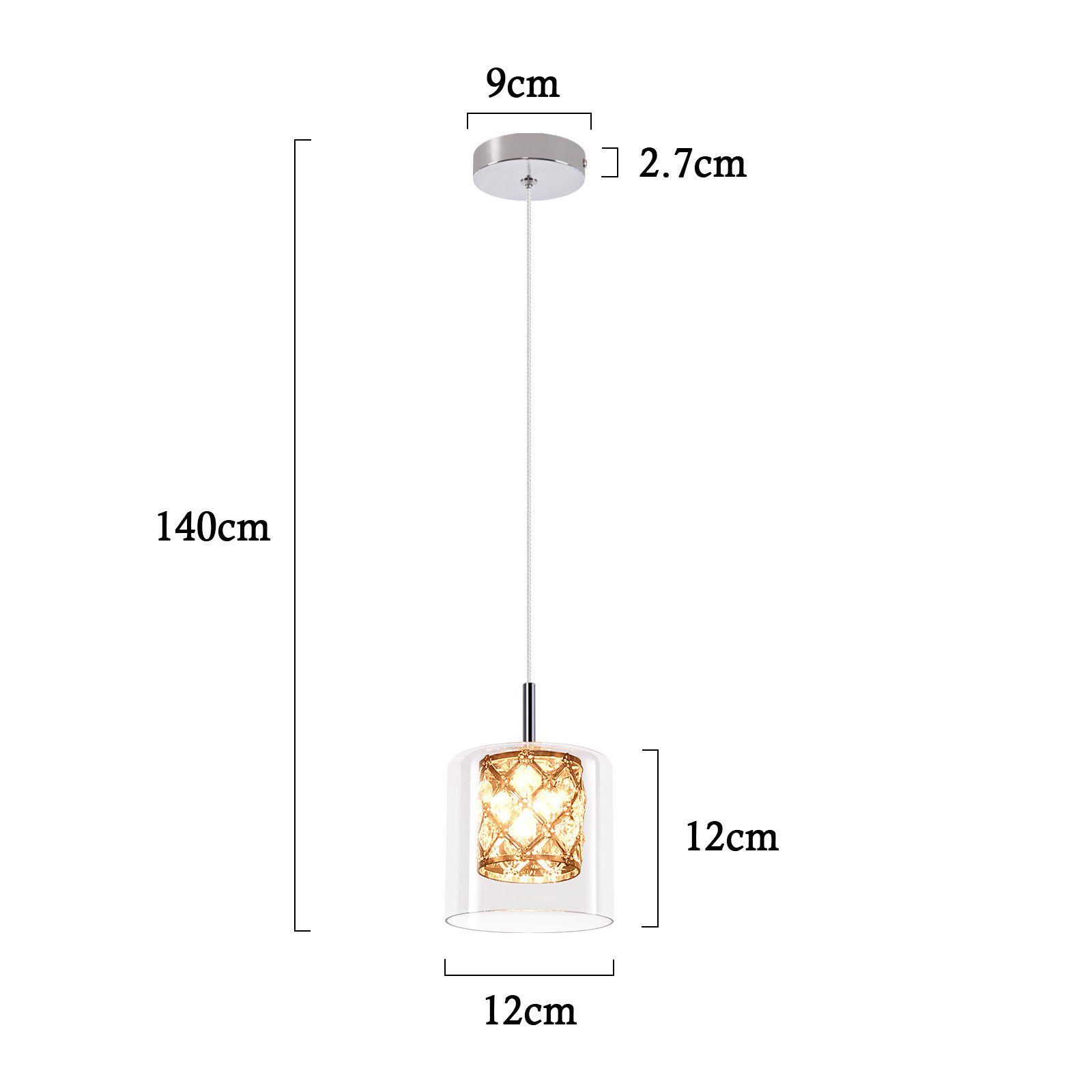 ZMH Pendelleuchte Esszimmer 1 Flammig Nachttisch G9 Kristall Glas Hängelampe Treppenhaus, Einfache Installation, ohne Leuchtmittel, 120CM Höhenverstellbar Hängelampe für Esstisch