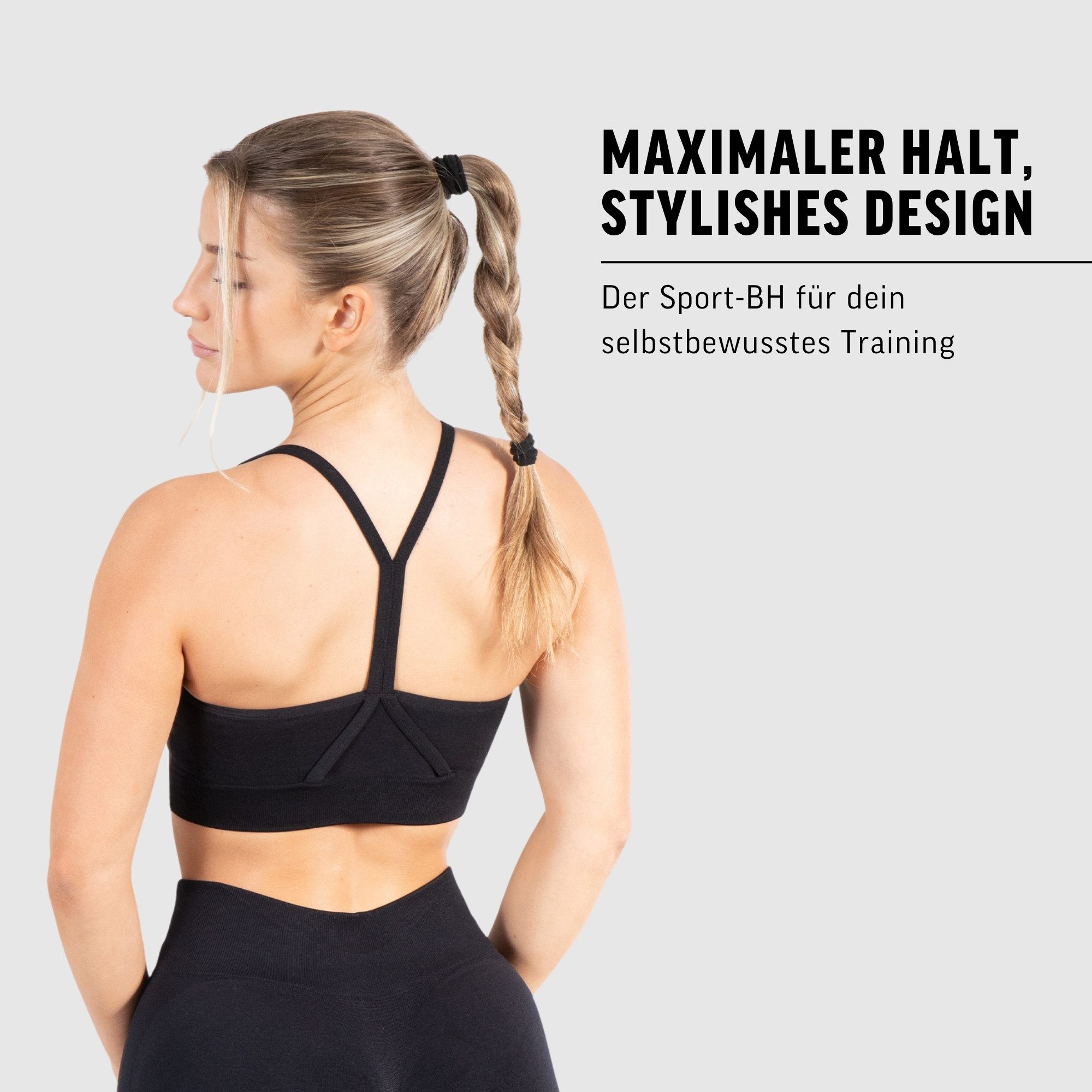 Smilodox Sport-BH Solid Scrunch, Ohne Bügel BH, Shaped Fit Yoga Bra, V-Ausschnitt Herausnehmbare Cups, Blickdichter Push Up BH, Verstellbare Träger