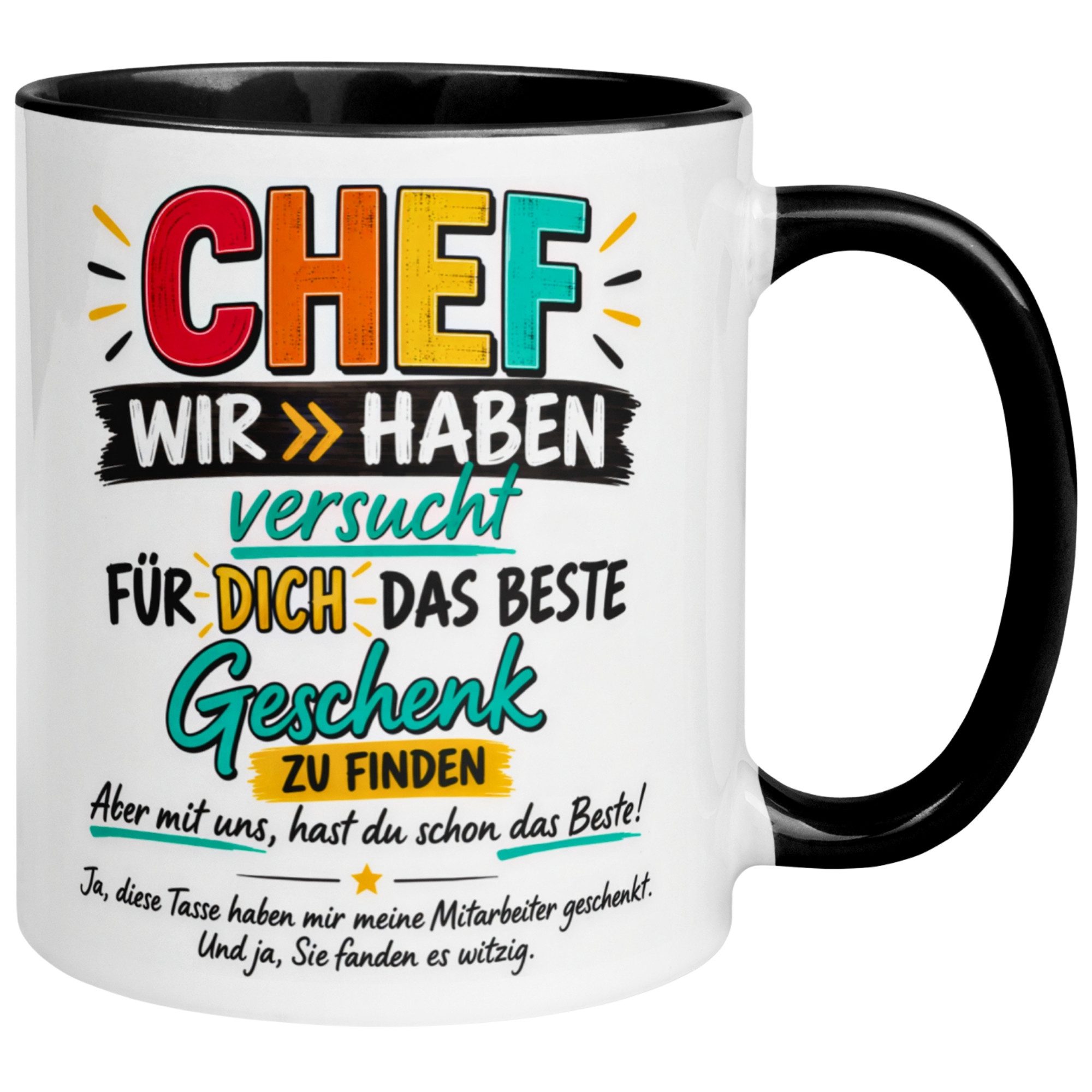 Momentals Tasse Chef – „Für dich das beste Geschenk“ – Kaffeetasse Bester Chef, Gratis Versand · Links-&Rechtshänder · Spülmaschinenfest