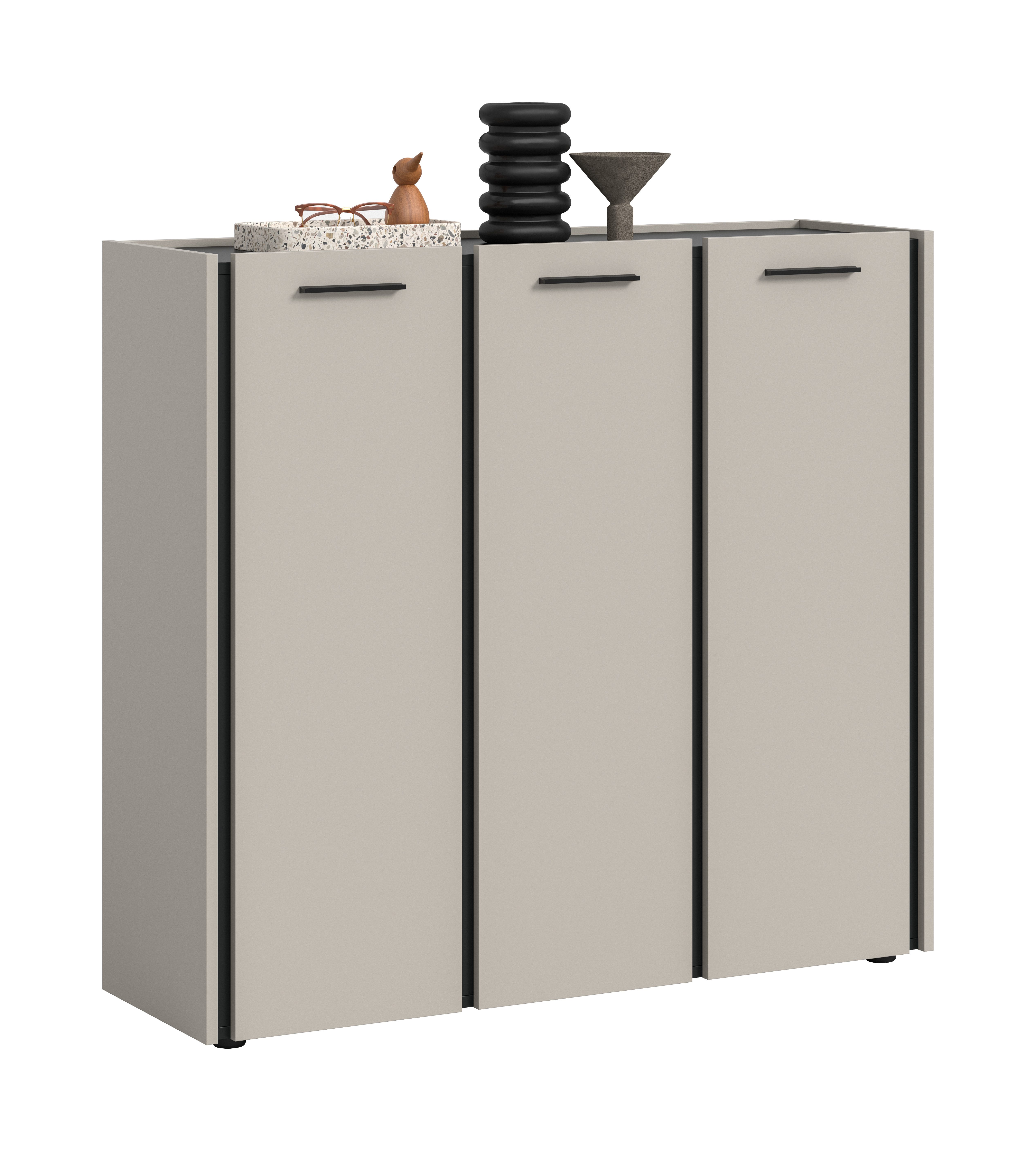 furnling Schuhkommode Emel, mit 3 Türen, 18 Fächer, Soft-Close, matte MDF-Front, Breite 113 cm