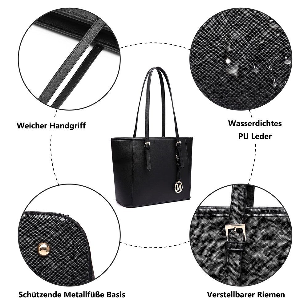 Handtasche, verstellbarem Handtasche mit Schultertaschen Schwarz Shopper GelldG Handtasche