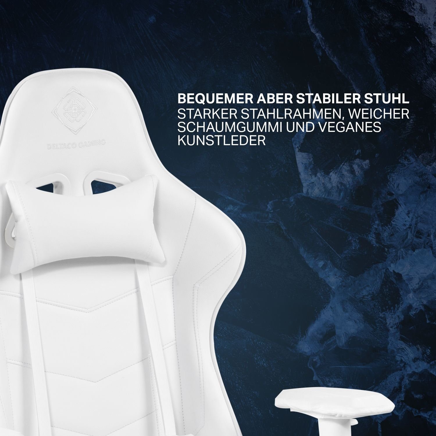 Jumbo Rückenlehne, extra 5 Gaming-Stuhl hohe Stuhl Gamer Stuhl weiß, Herstellergarantie Gaming groß, DELTACO Jahre inkl. 110kg Kissen (kein Set),