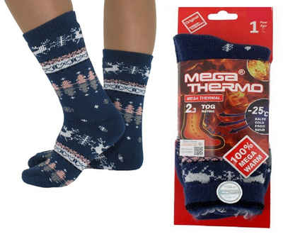 Markenwarenshop-Style Kuschelsocken Warme Socken Thermo Mega Winter Socken Hirsche 35-38 Farbe: blau