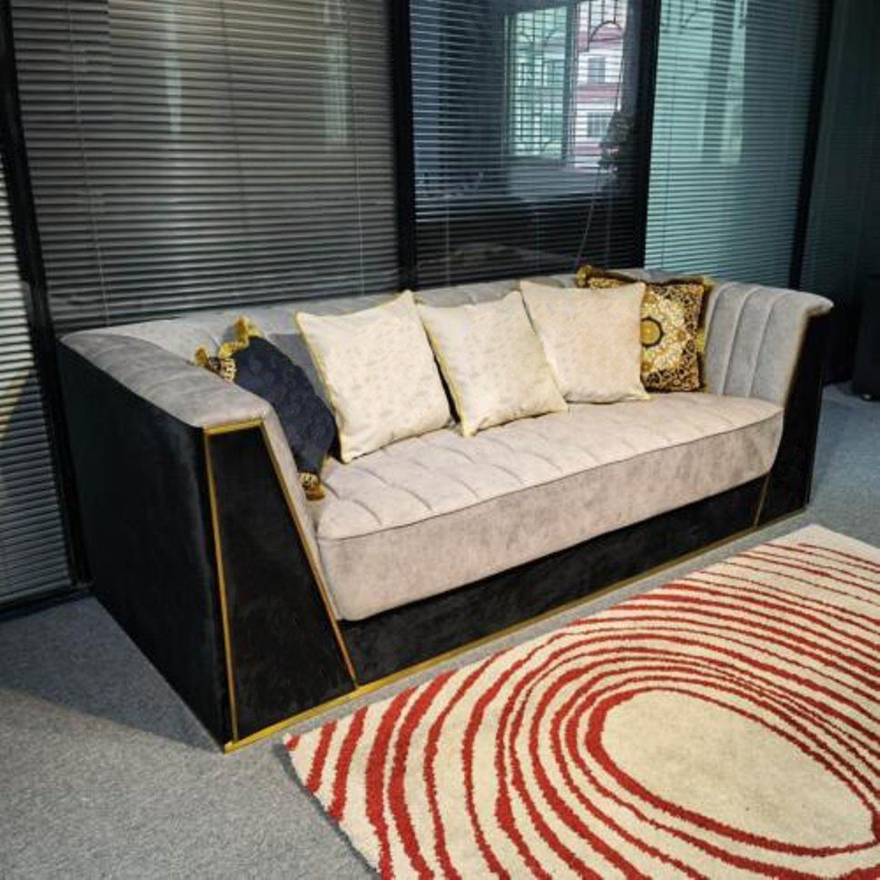 JVmoebel Sofa Moderner Luxus Dreisitzer mit Edelstahlelementen 3-er Neu, Made in Europe
