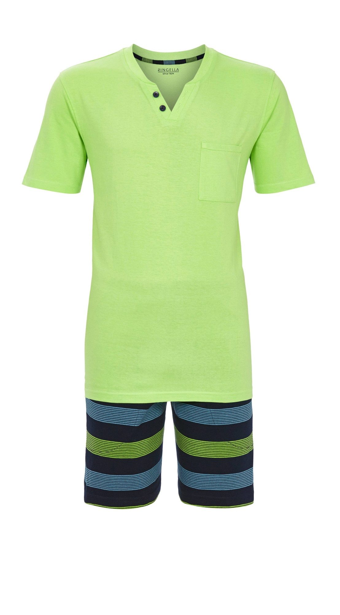 Ringella Shorty mit Zierknopfleiste und geringelter Bermuda mit Dehnbund (2 tlg) Single Jersey aus reiner Baumwolle